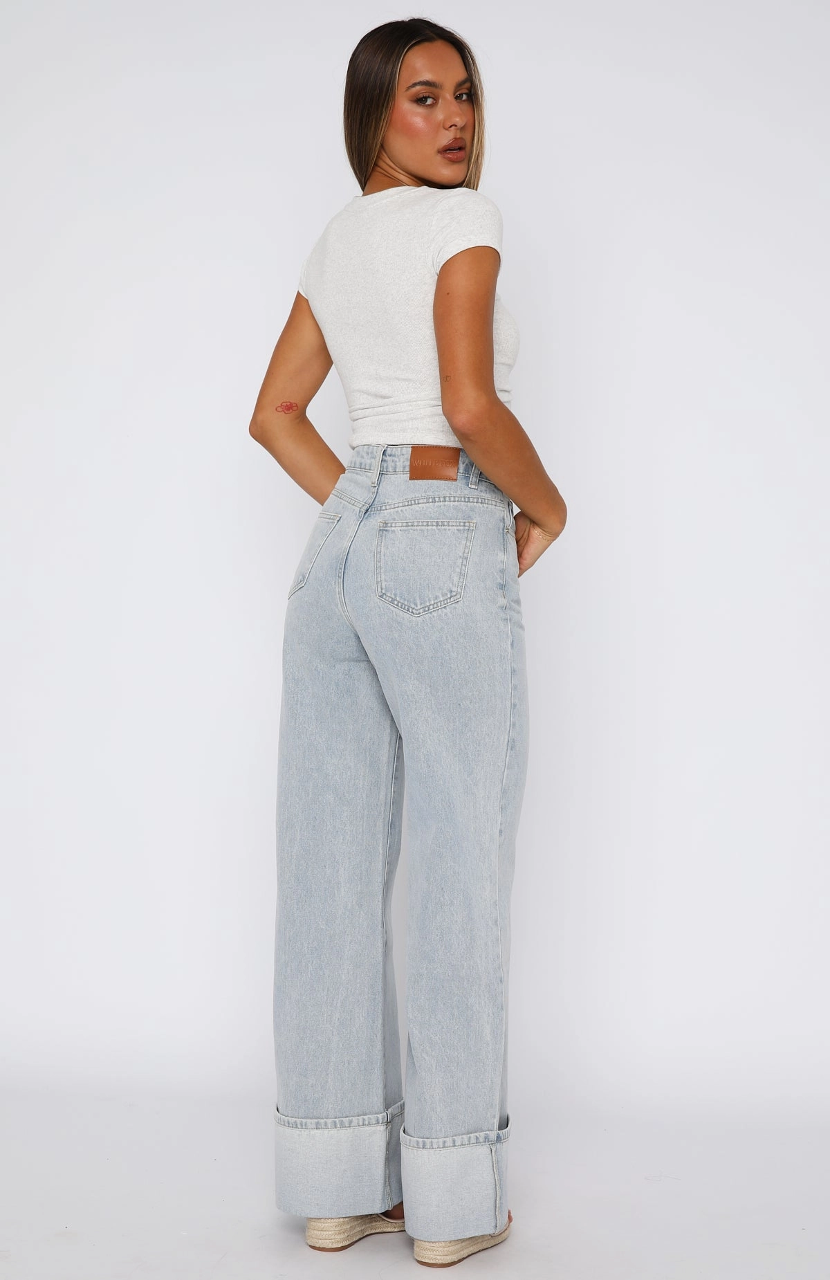 Breathable Lining Ellie High Rise Wide Leg Jeans Glacier Blue