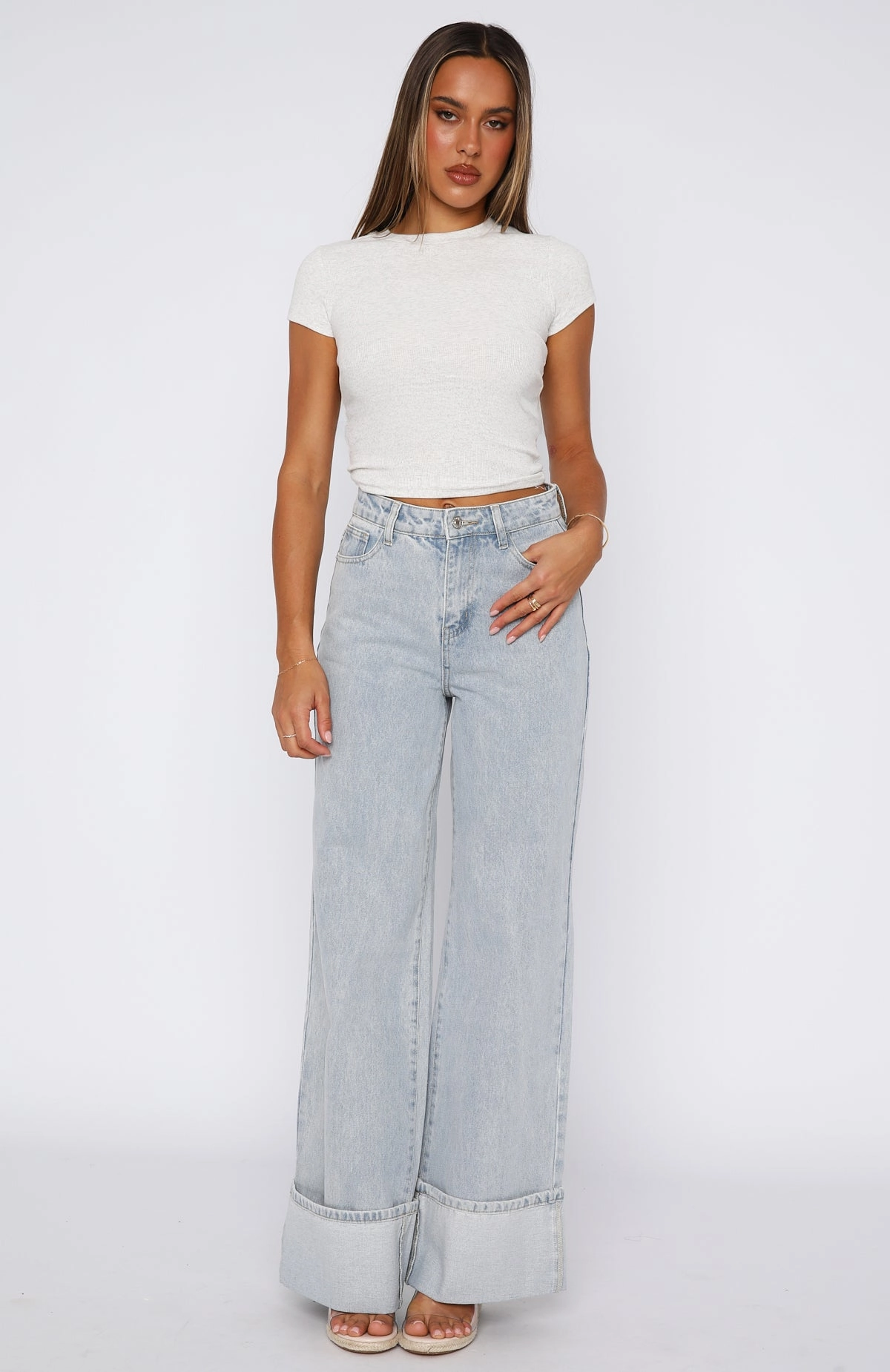 Ellie High Rise Wide Leg Jeans Glacier Blue Autumn Days Outdoor Enthusiast Streetwear Fan