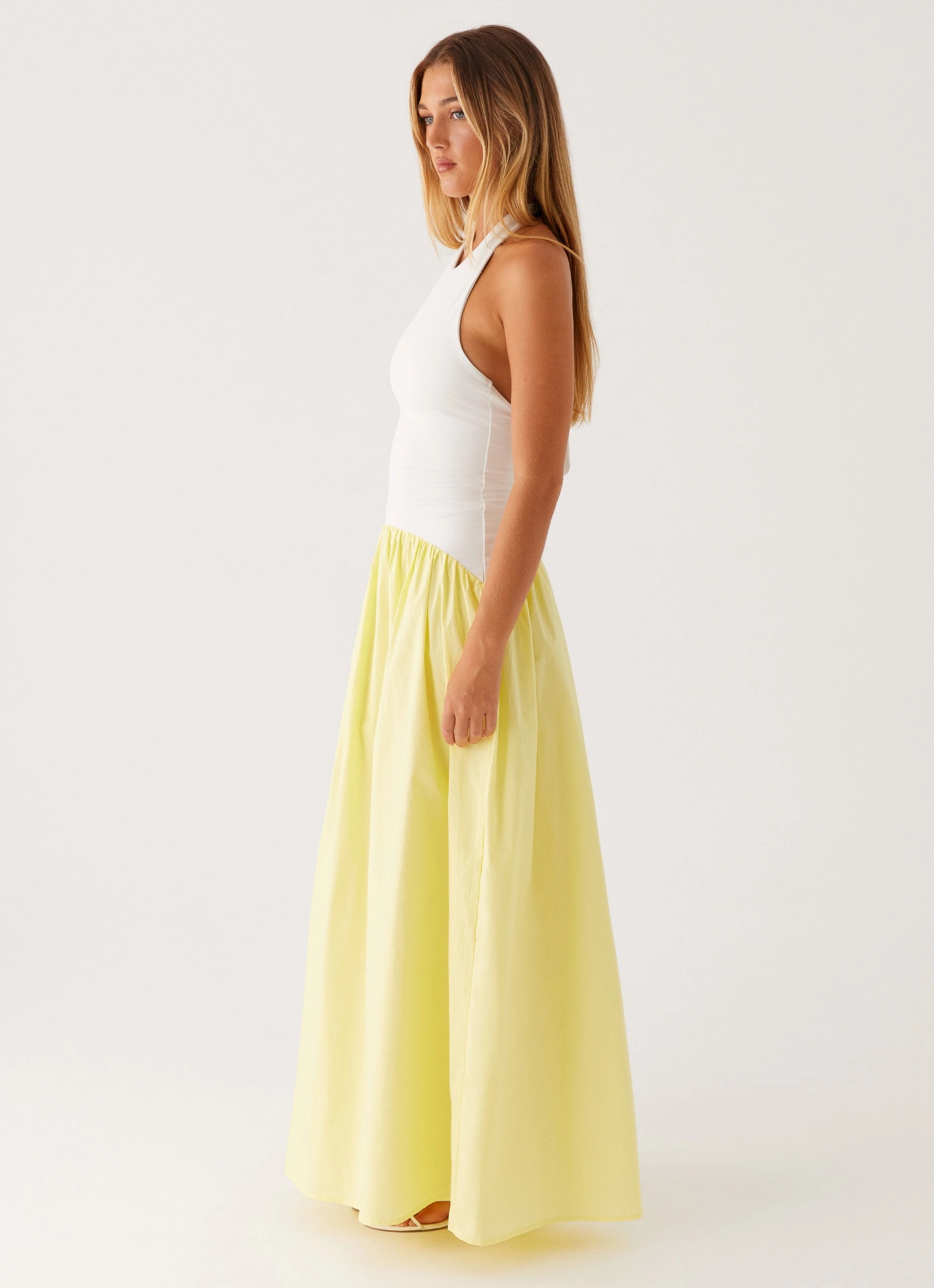 ruffle trim Travel Essential Elora Maxi Dress - Yellow Spliced