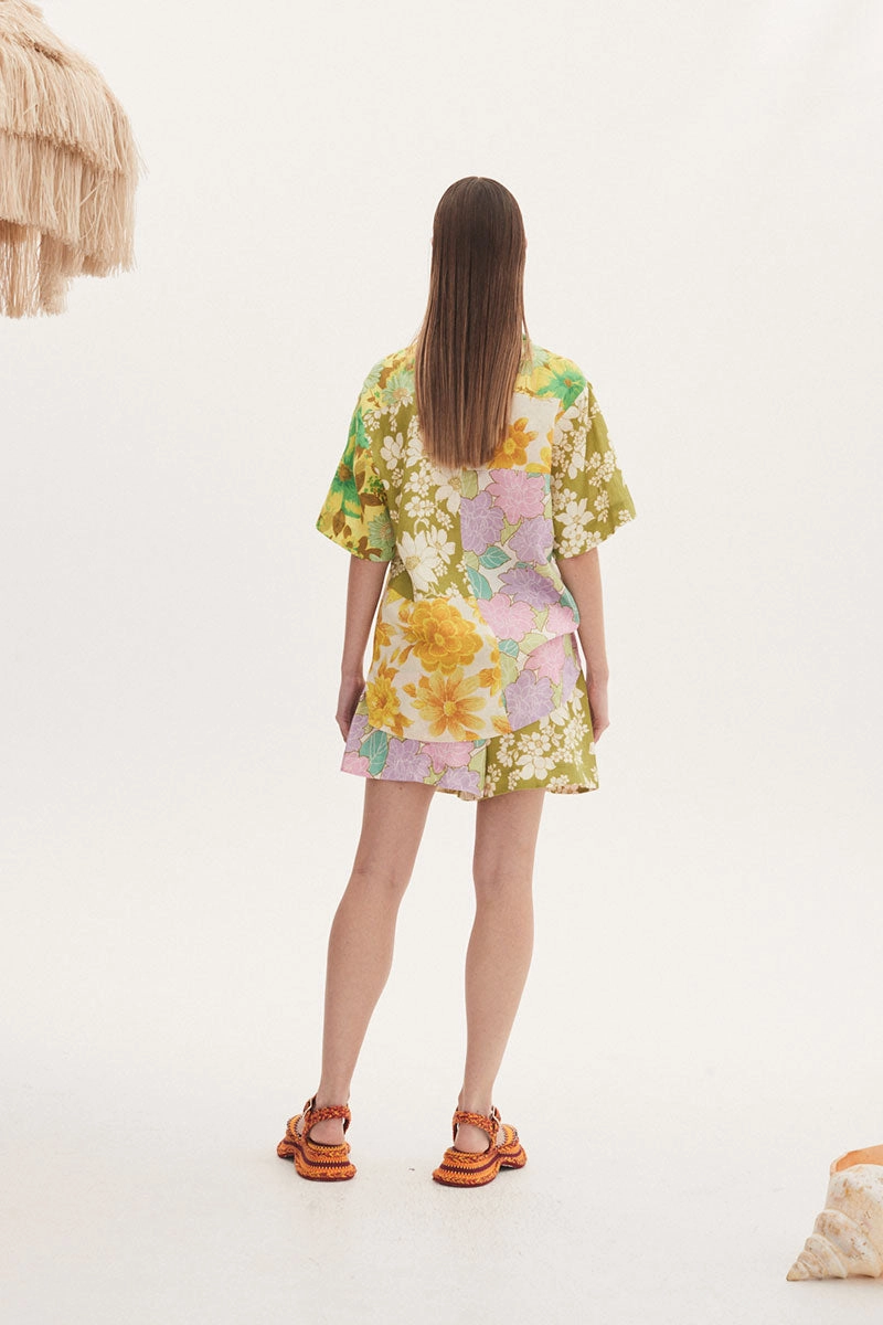 Elora Patchwork Short Pre Shrunk Cotton Blend