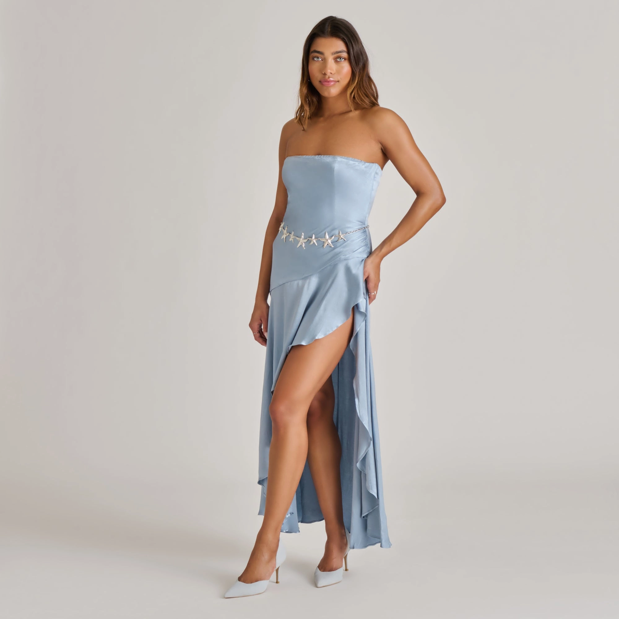 ELOY HEELS LIGHT BLUE SUEDE Glamorous Boots Box Guard