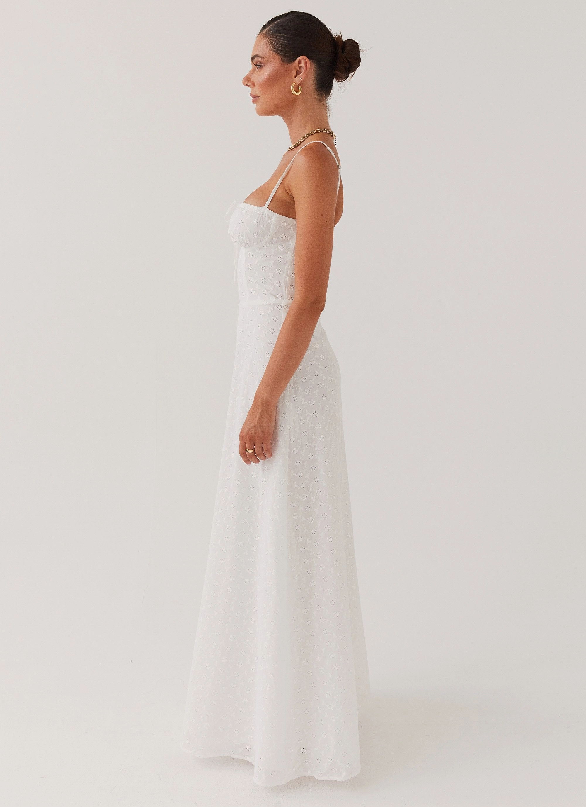 Elsie Broderie Maxi Dress - White Light Aesthetic