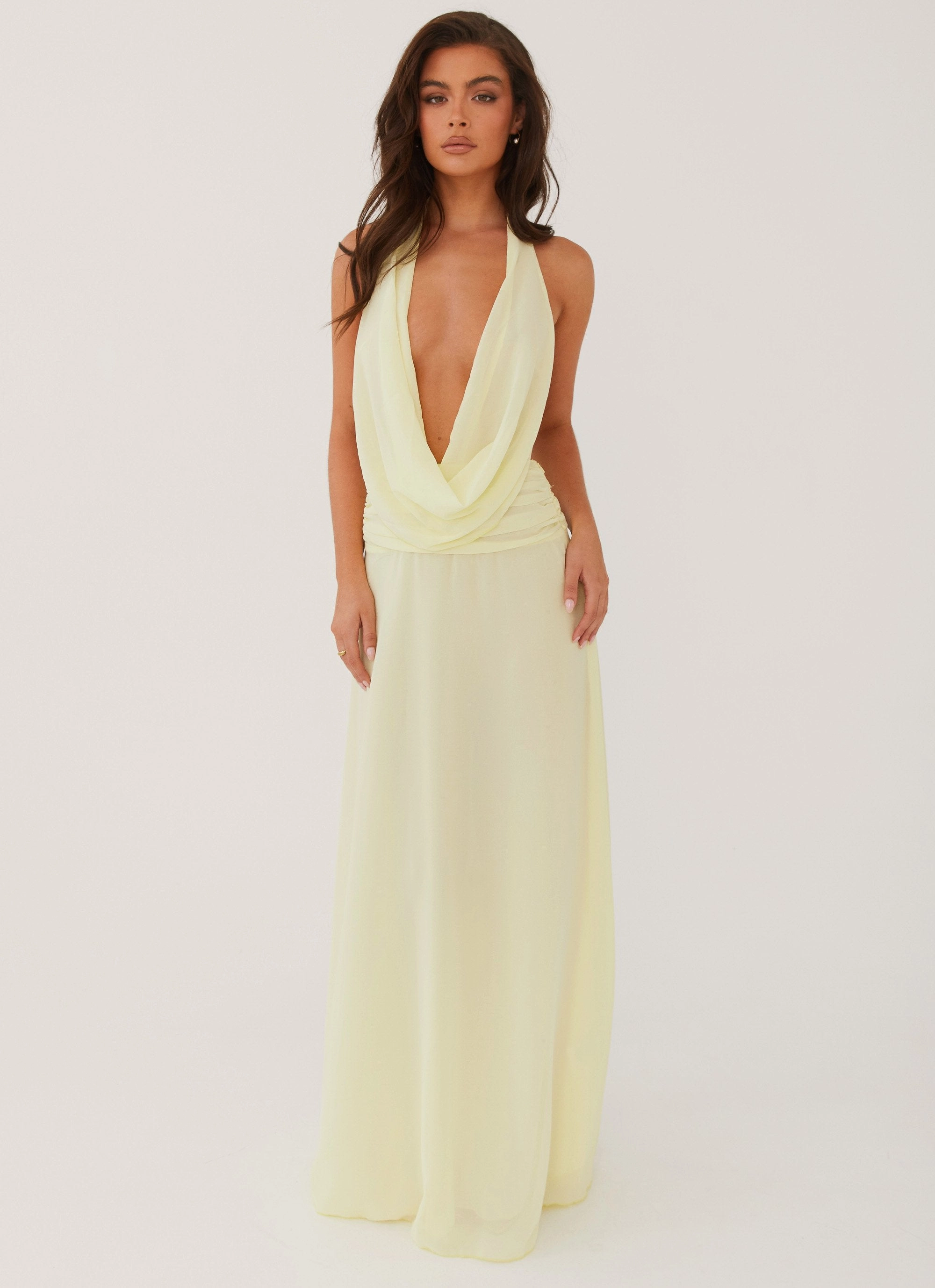 Elysia Chiffon Maxi Dress - Lemon Flexible Comfort