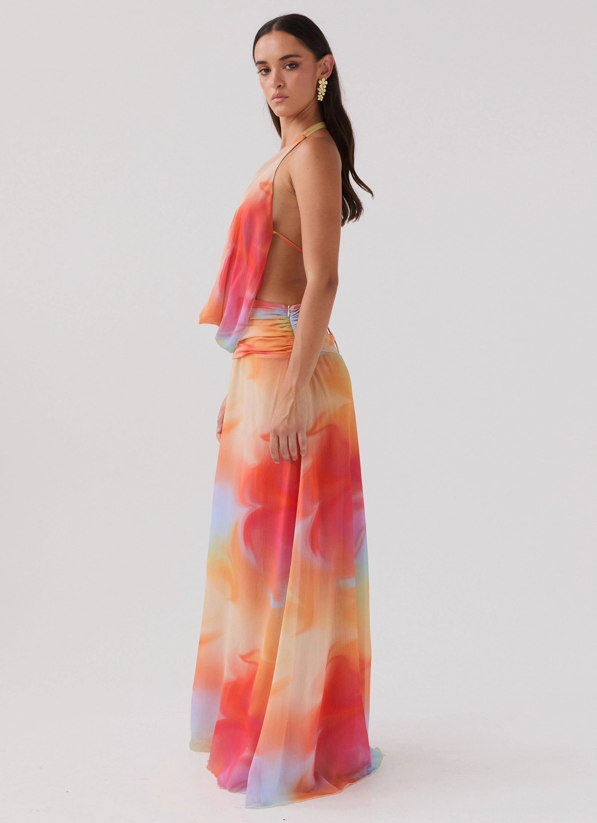Elysia Chiffon Maxi Dress - Rainbow Polished Form Urban Spirit
