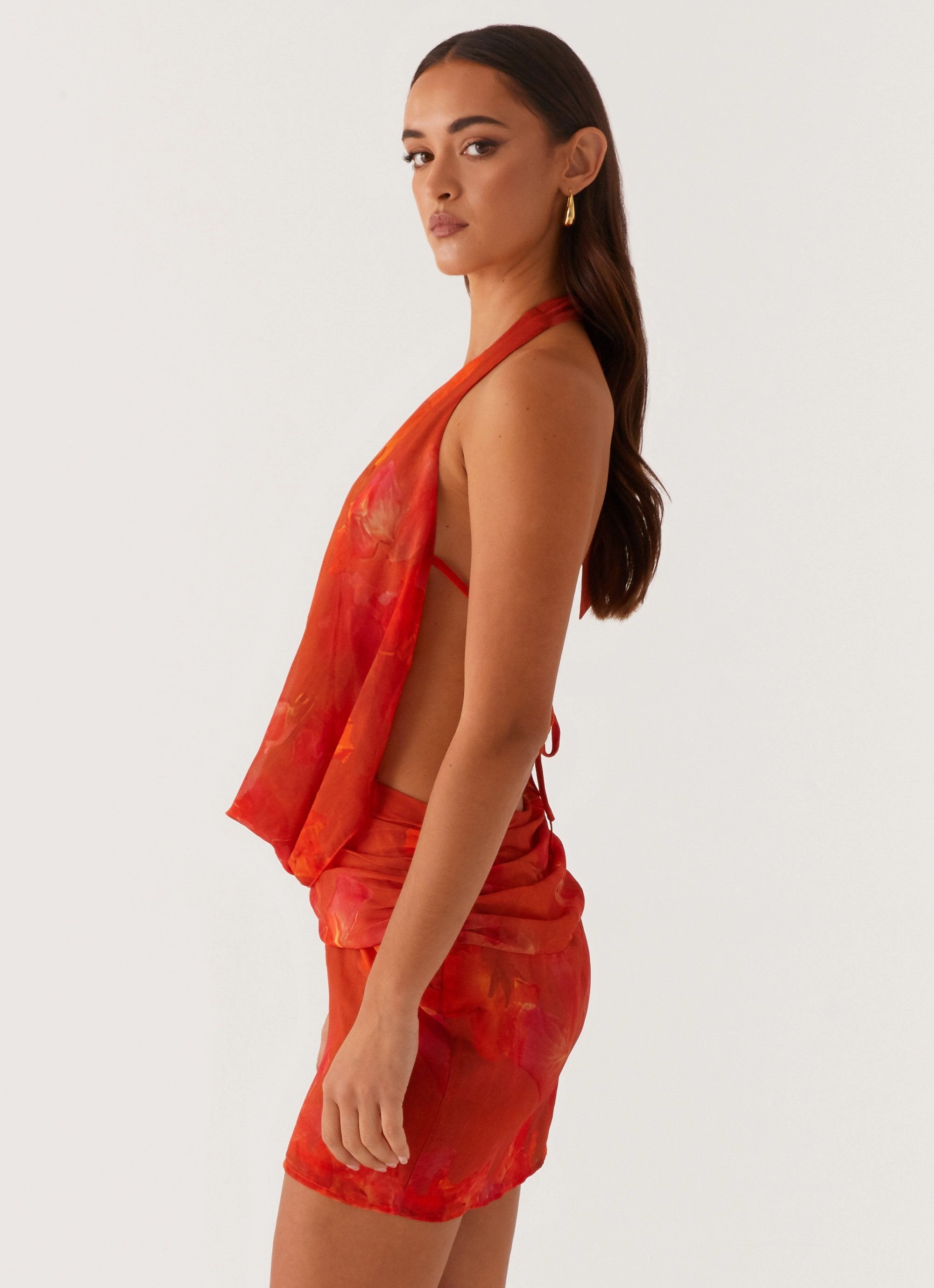 Elysia Chiffon Mini Dress - Amber Day Chic Sleek Texture