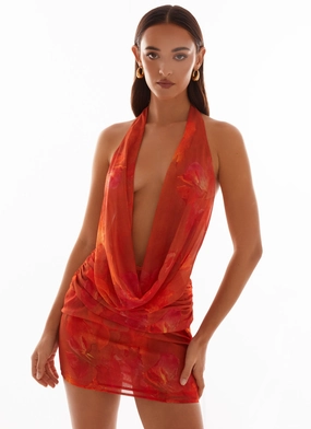 Layered Style Elysia Chiffon Mini Dress - Amber