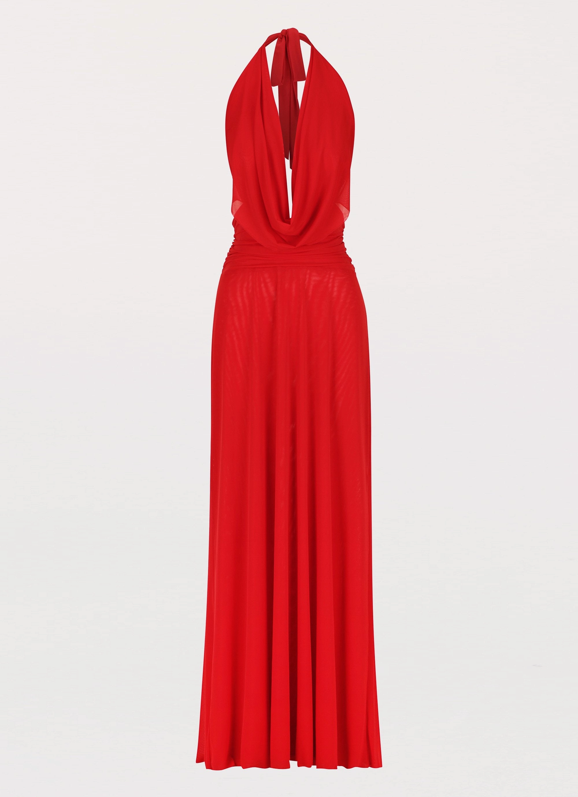 Elysia Mesh Maxi Dress - Cherry Red Vibrant Style Light material
