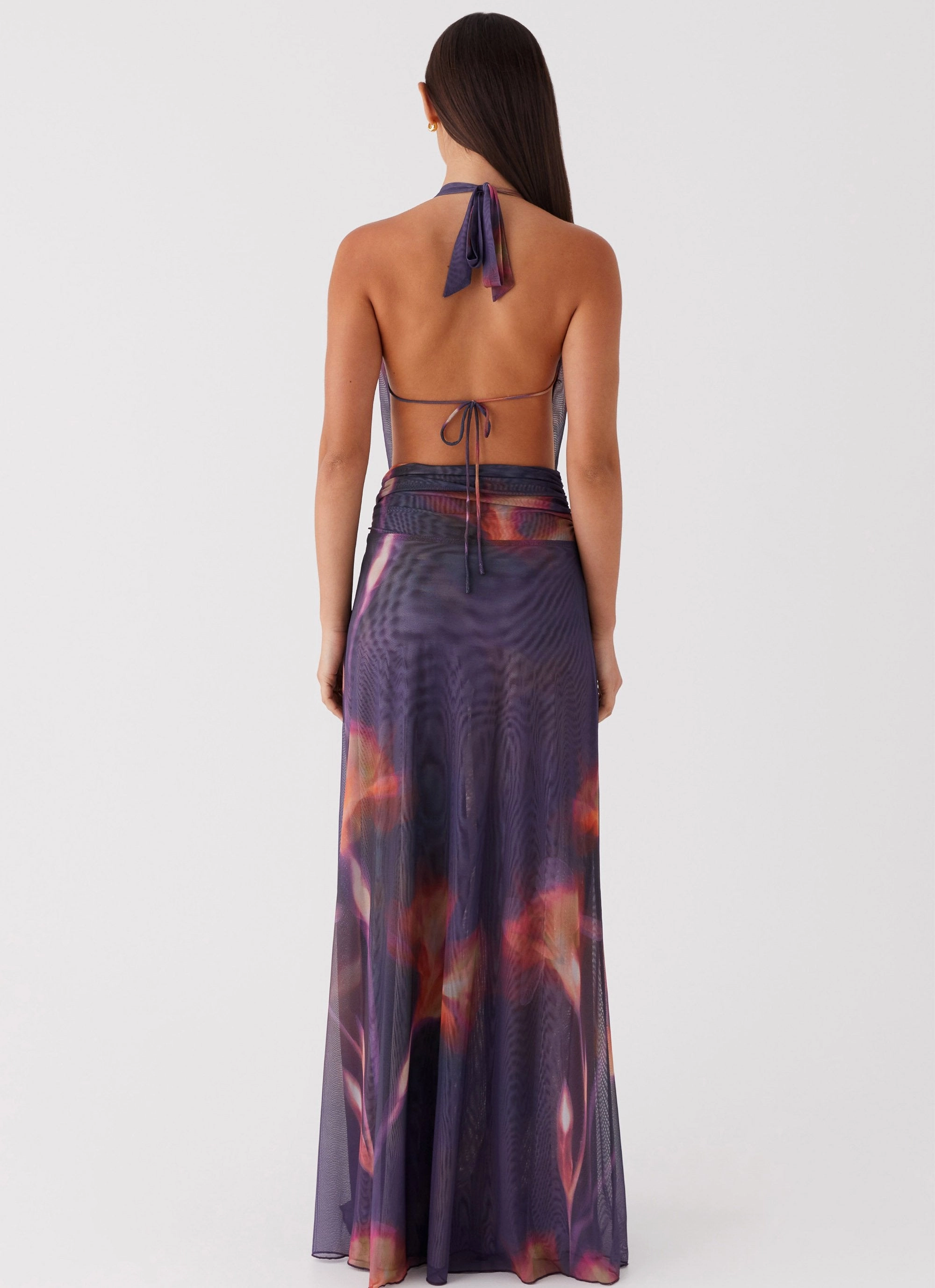 CrinkleResistantWeave Feminine Layers Elysia Mesh Maxi Dress - Midnight Bloom