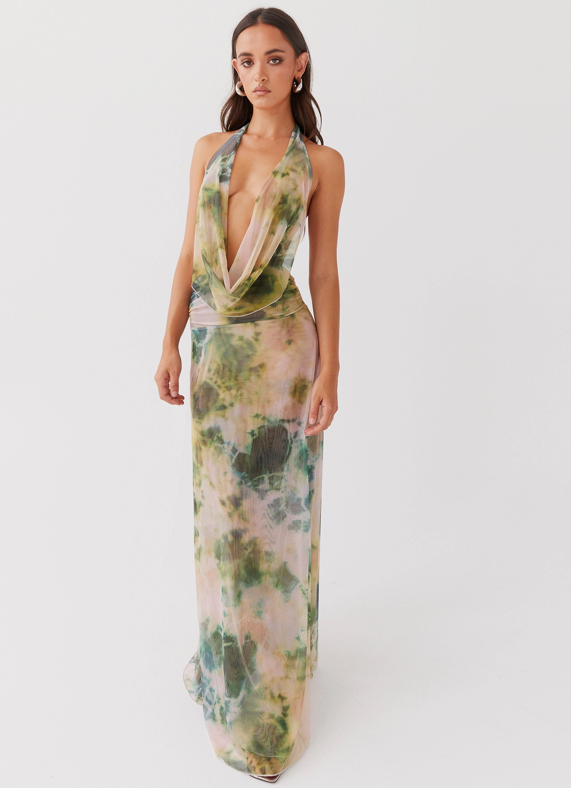 Elysia Mesh Maxi Dress - Rainforest City Mood