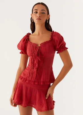 Outdoor Gathering Hundred Percent Mini Skirt - Red