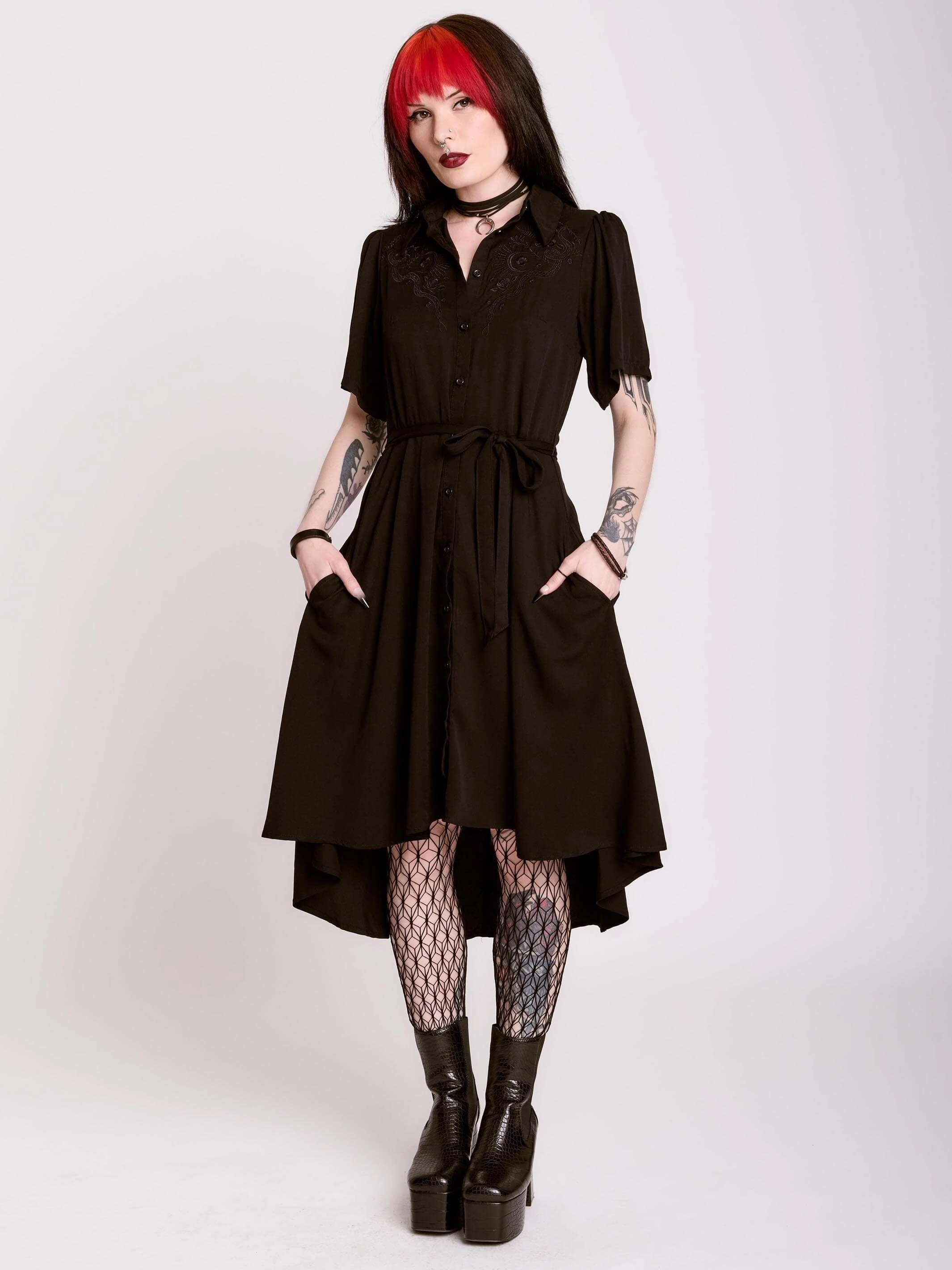 Embroidered Relics Short Sleeve Dress Relaxed Vibe