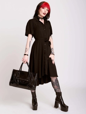 Tailored-fit Polished Tailoring Embroidered Relics Short Sleeve Dress