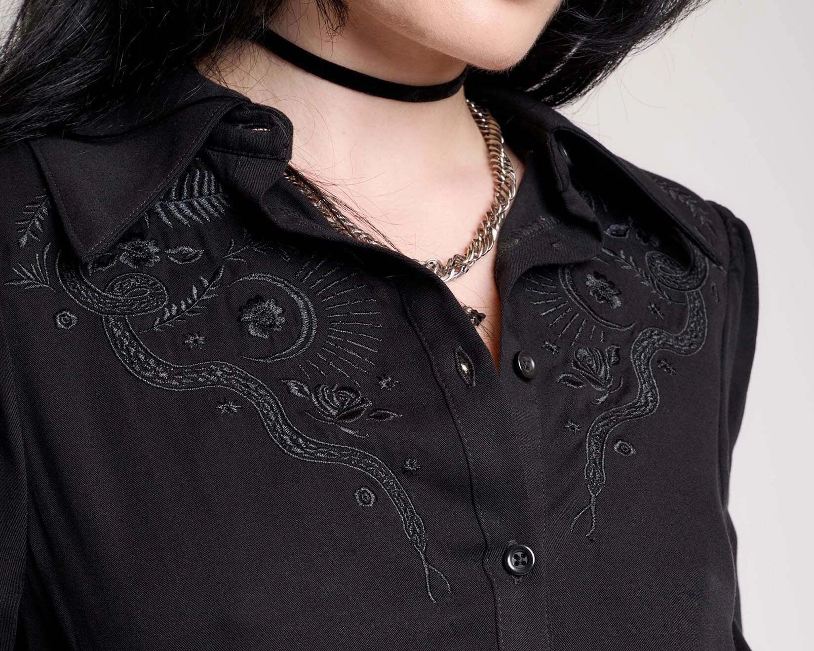 Calm Aesthetic Embroidered Relics Short Sleeve Dress