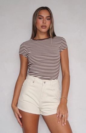 Travel Ready Soft Texture Emerson Denim Shorts Cream