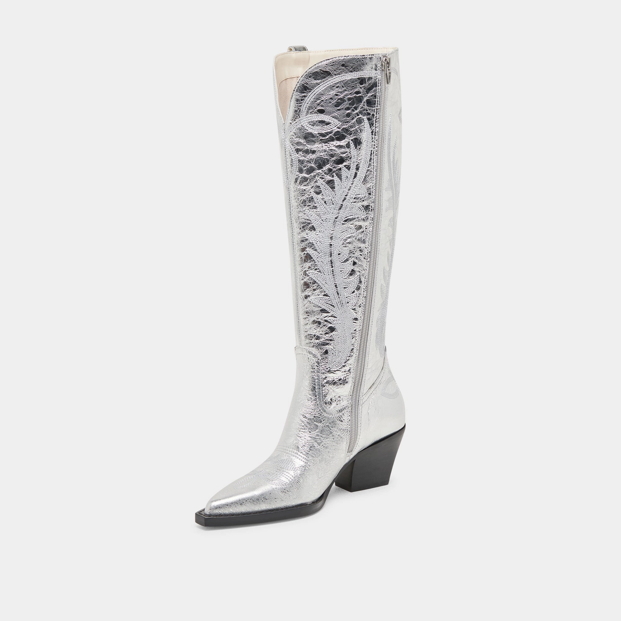 RYATT EXTRA WIDE CALF BOOTS SILVER DISTRESSED LEATHER Silver Glow Run Errand
