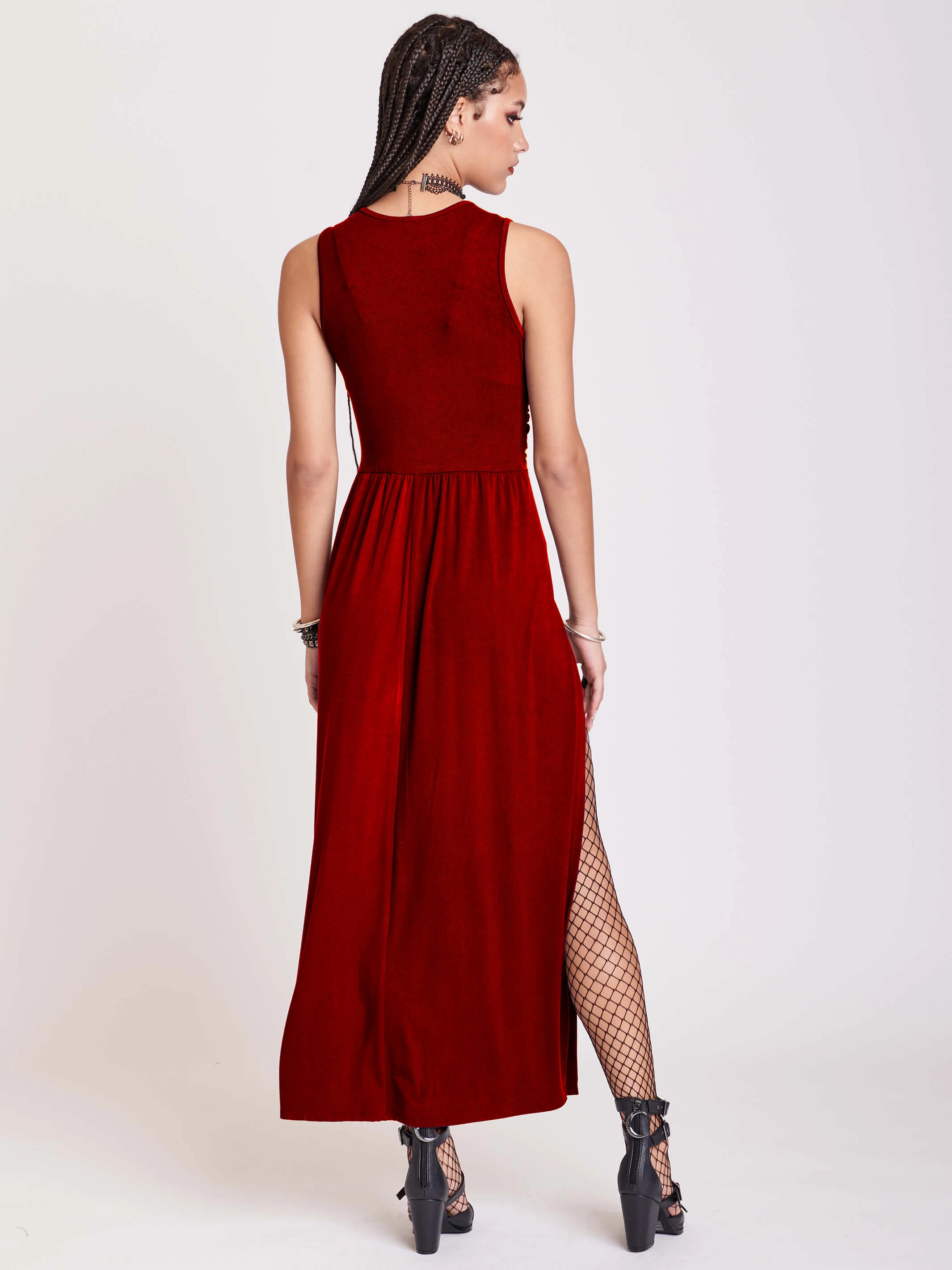 Scarlet Twist Dress Pleated design Flowing Lines