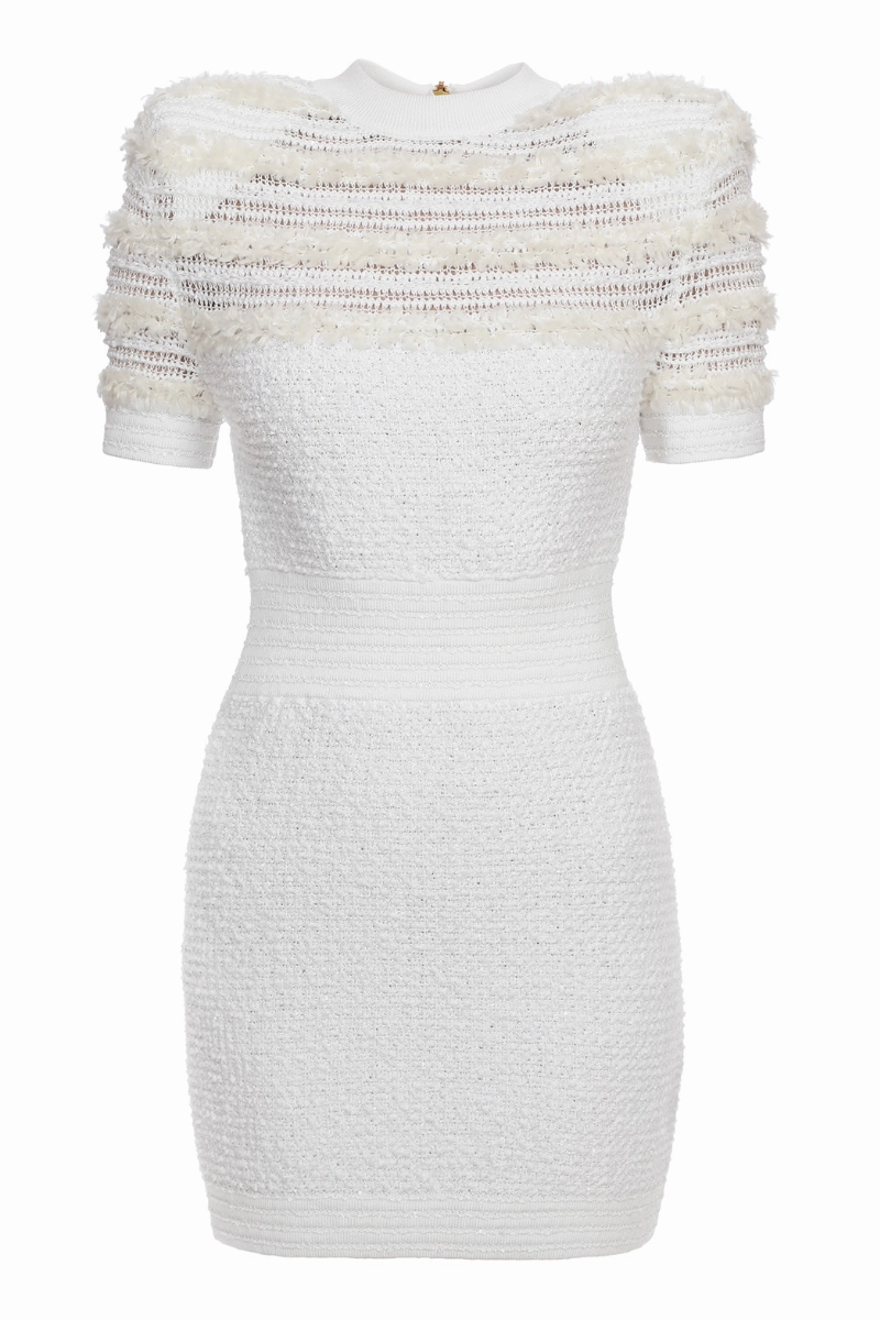 Sophisticated Comfort Chic Waist Tweed Mini Dress