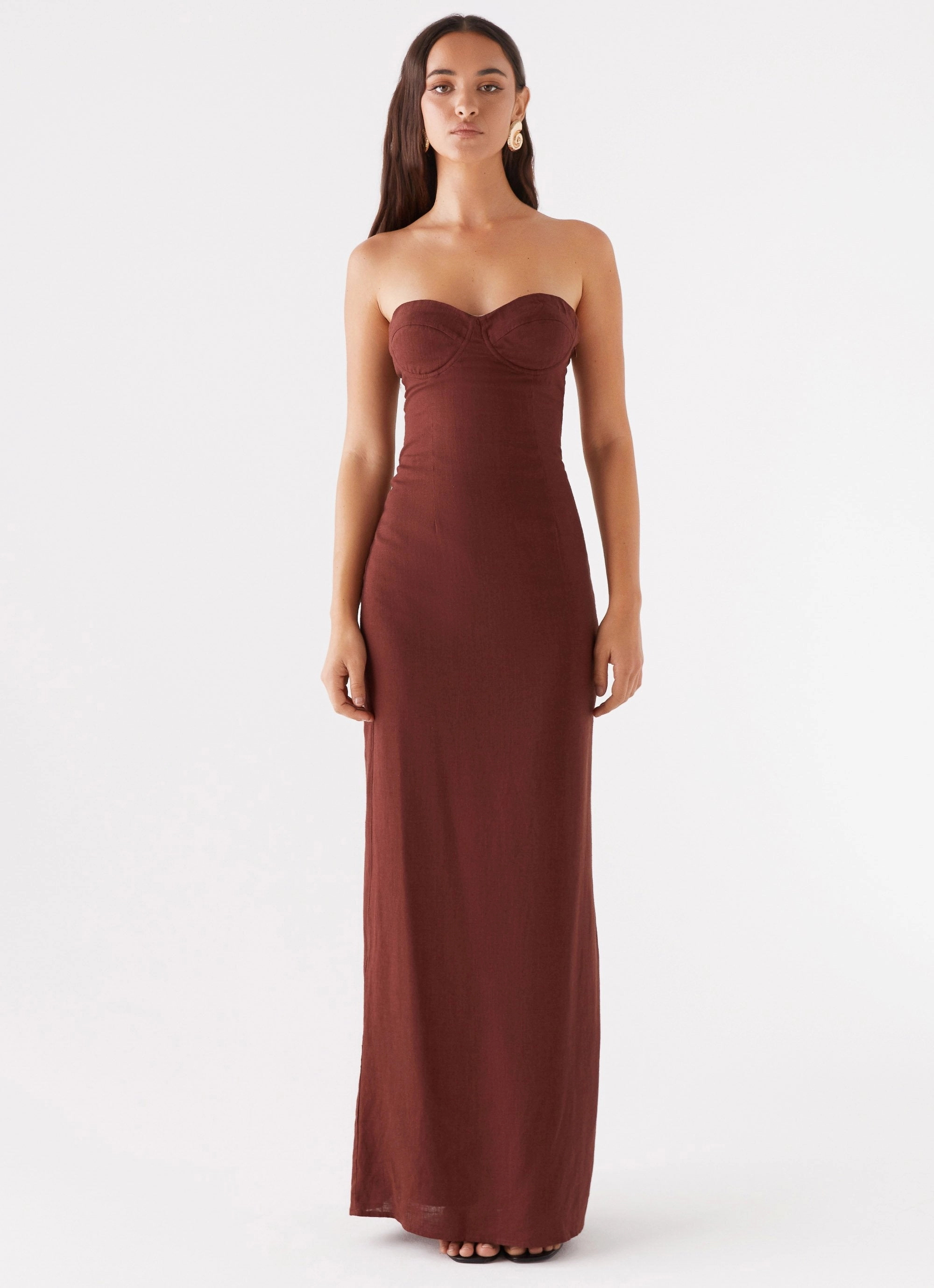 Esra Strapless Maxi Dress - Chocolate Spring Ready