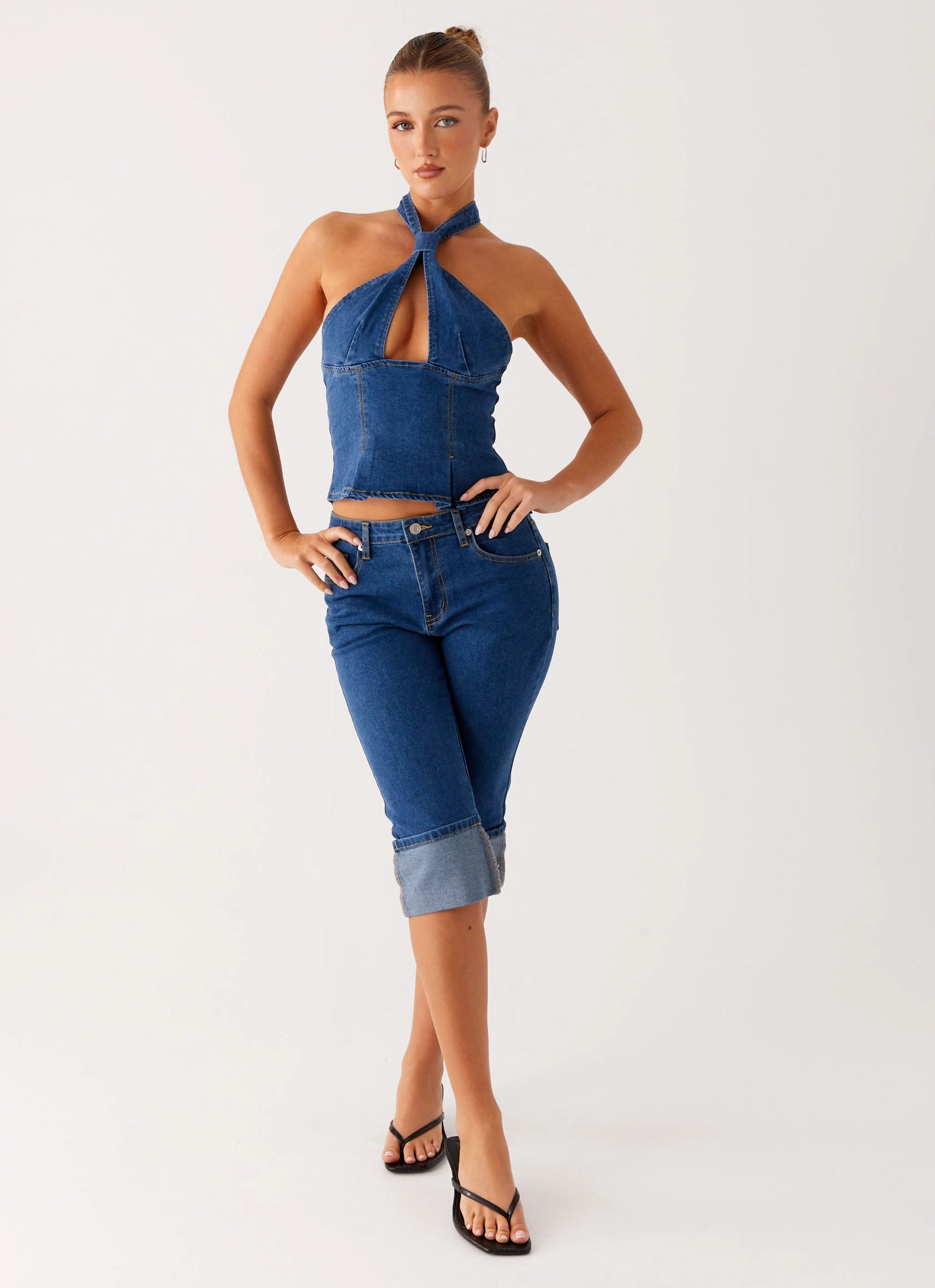 Saylor Denim Capri Jeans - Indigo Trendy Look