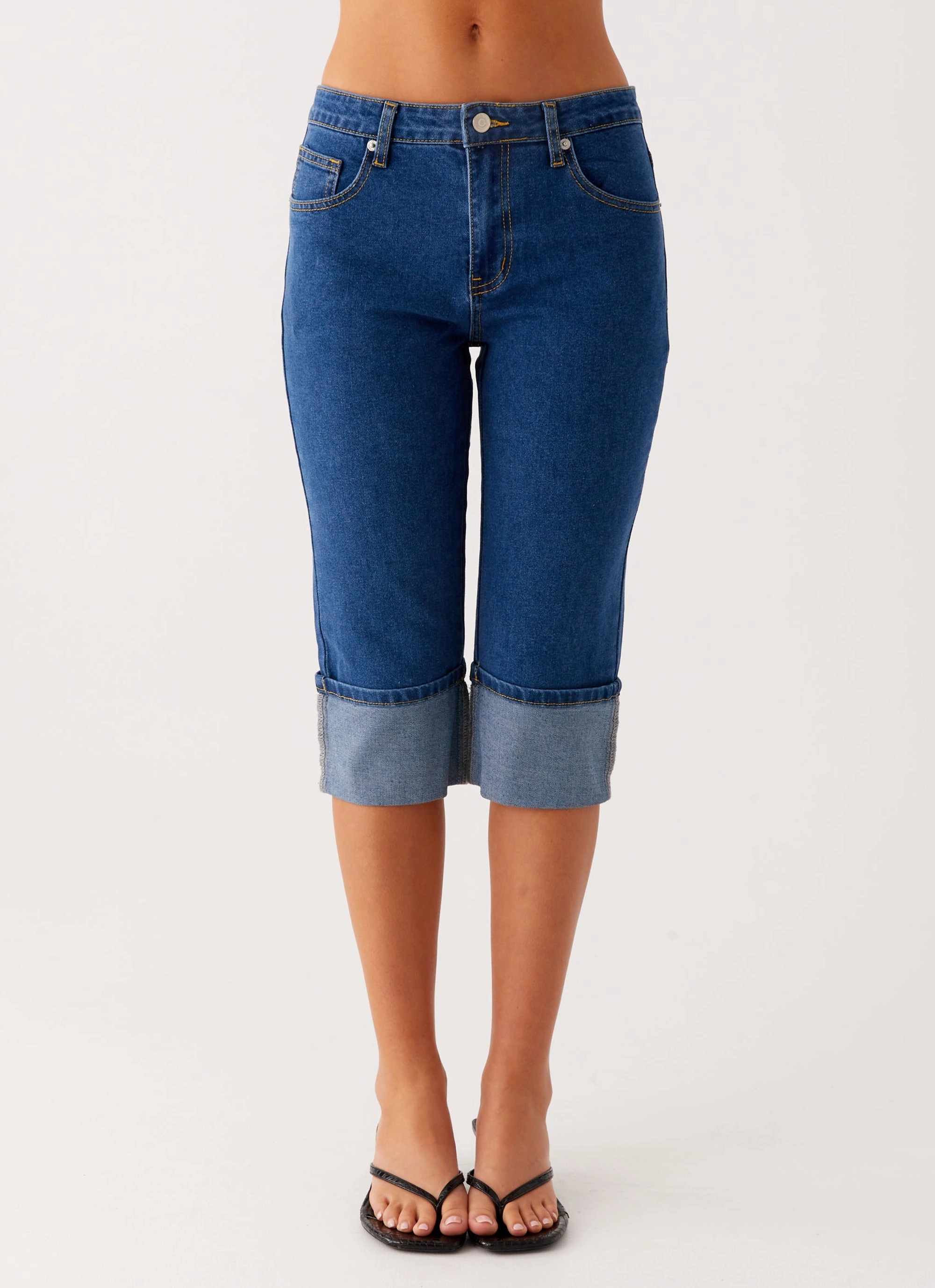 Year Round Tailored Comfort Saylor Denim Capri Jeans - Indigo