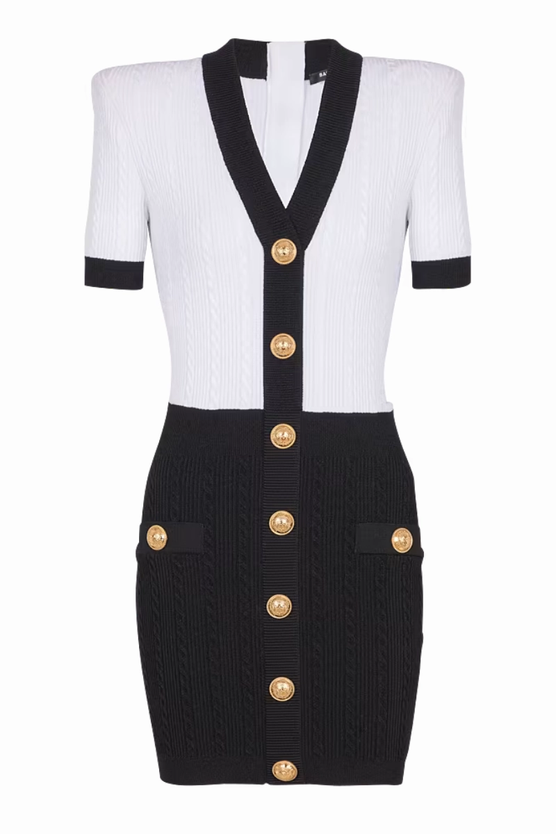 Effortless Piece All Look Two-Tone Cableknit Dress