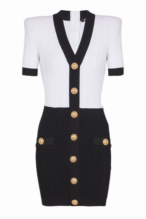 Effortless Piece All Look Two-Tone Cableknit Dress