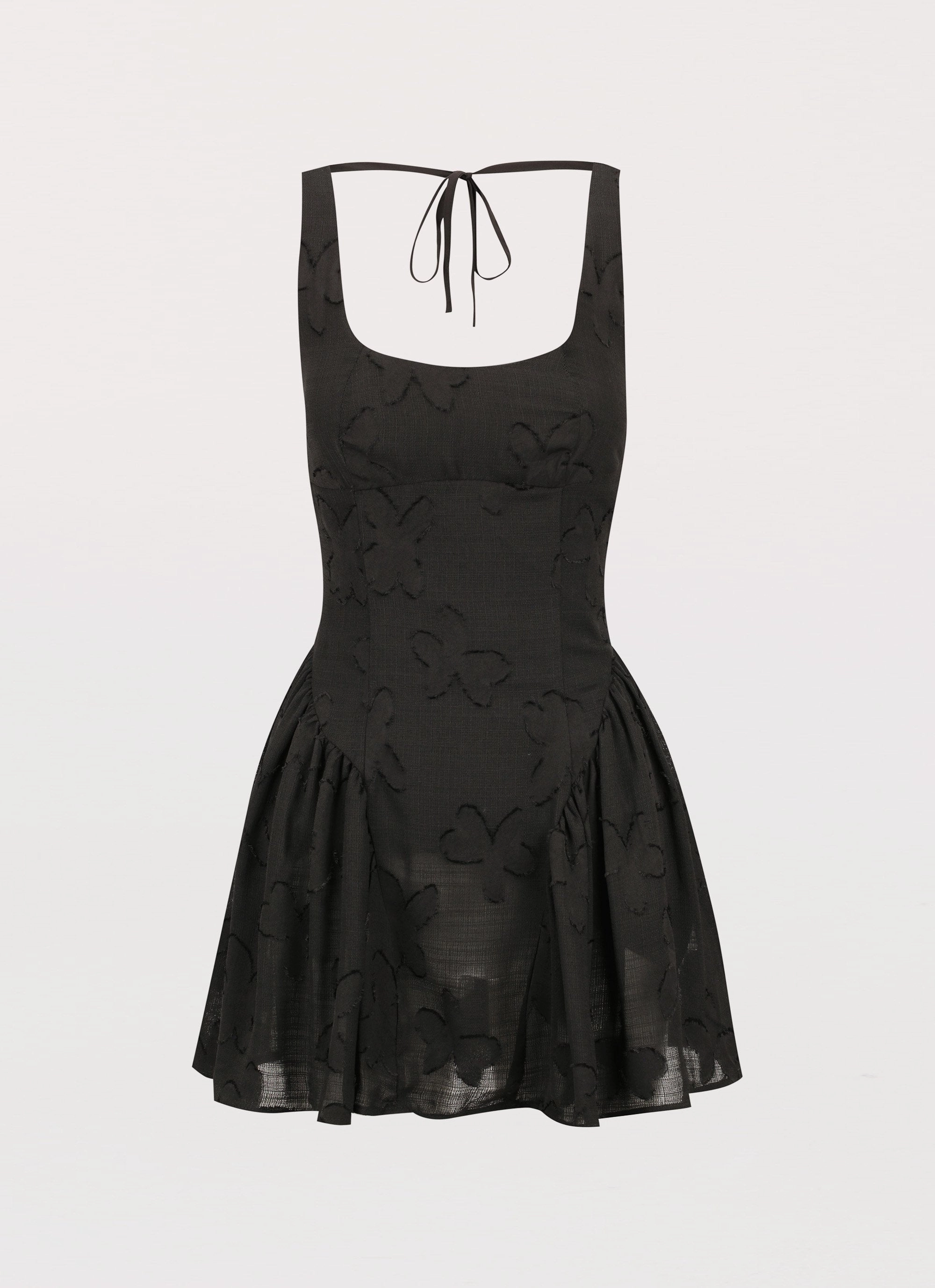 Work Mood Polite Color Evelyn Mini Dress - Black