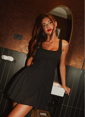 Cool Texture Evelyn Mini Dress - Black