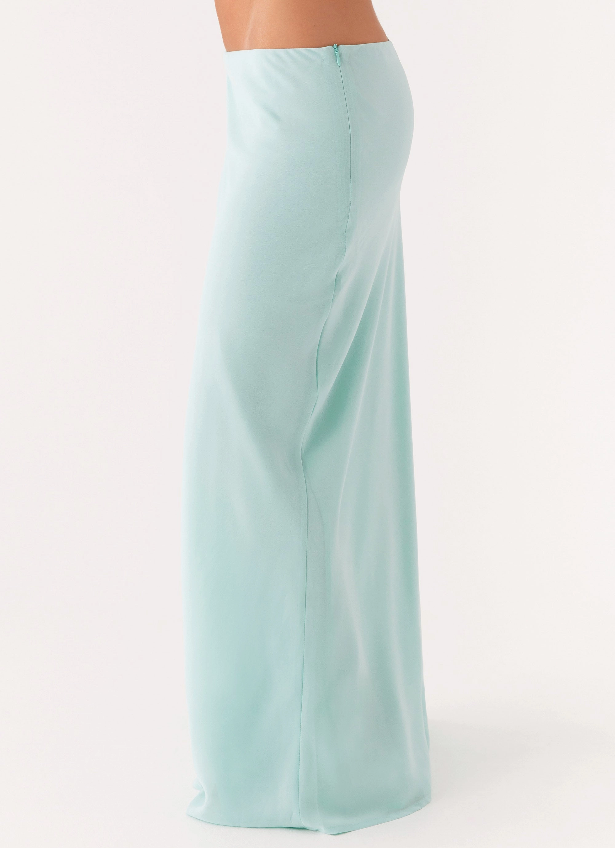 Another Life Chiffon Maxi Skirt - Pale Blue Cozy Vibe Neat Look