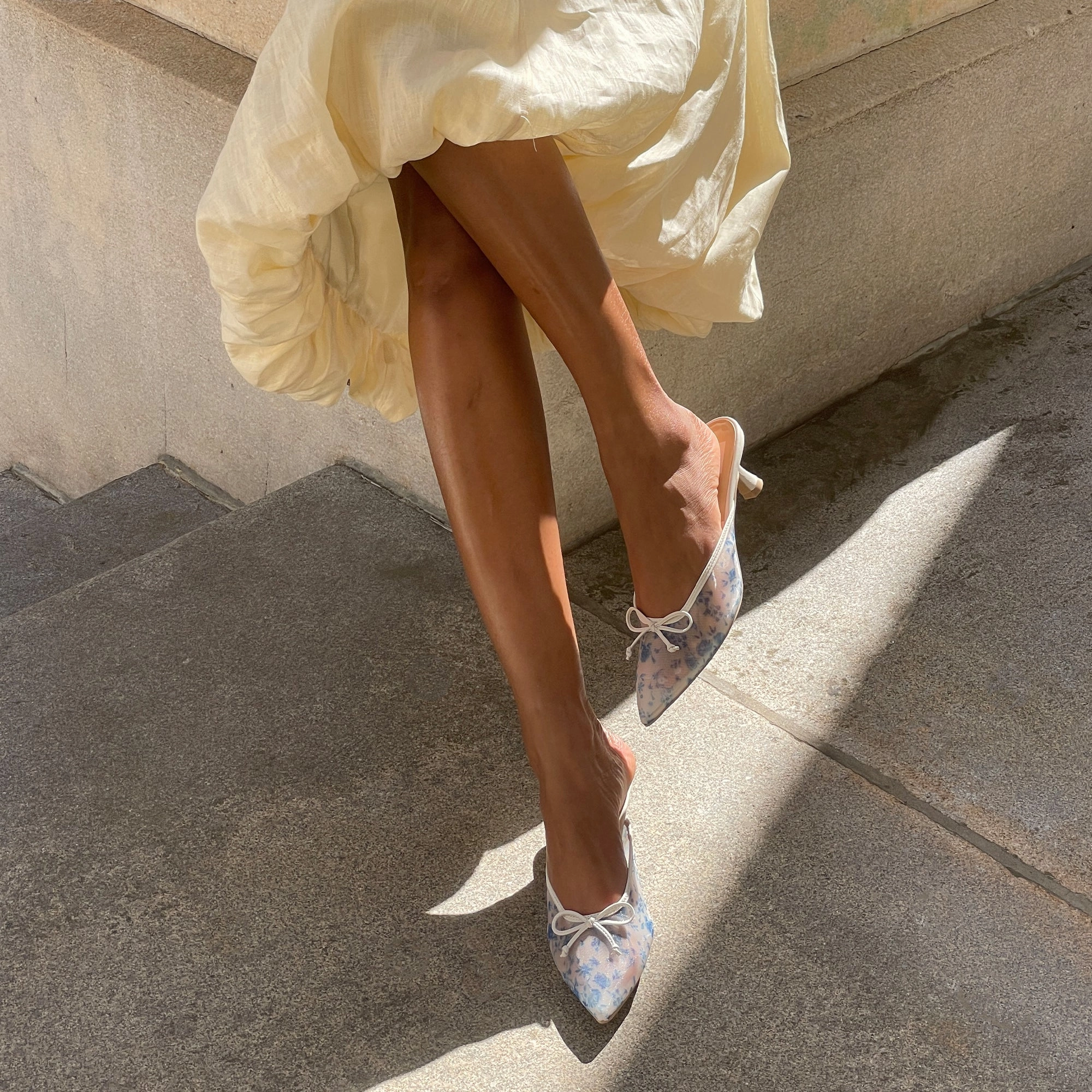 Trendy Heels Modern Glow CLEO HEELS BLUE FLORAL MESH