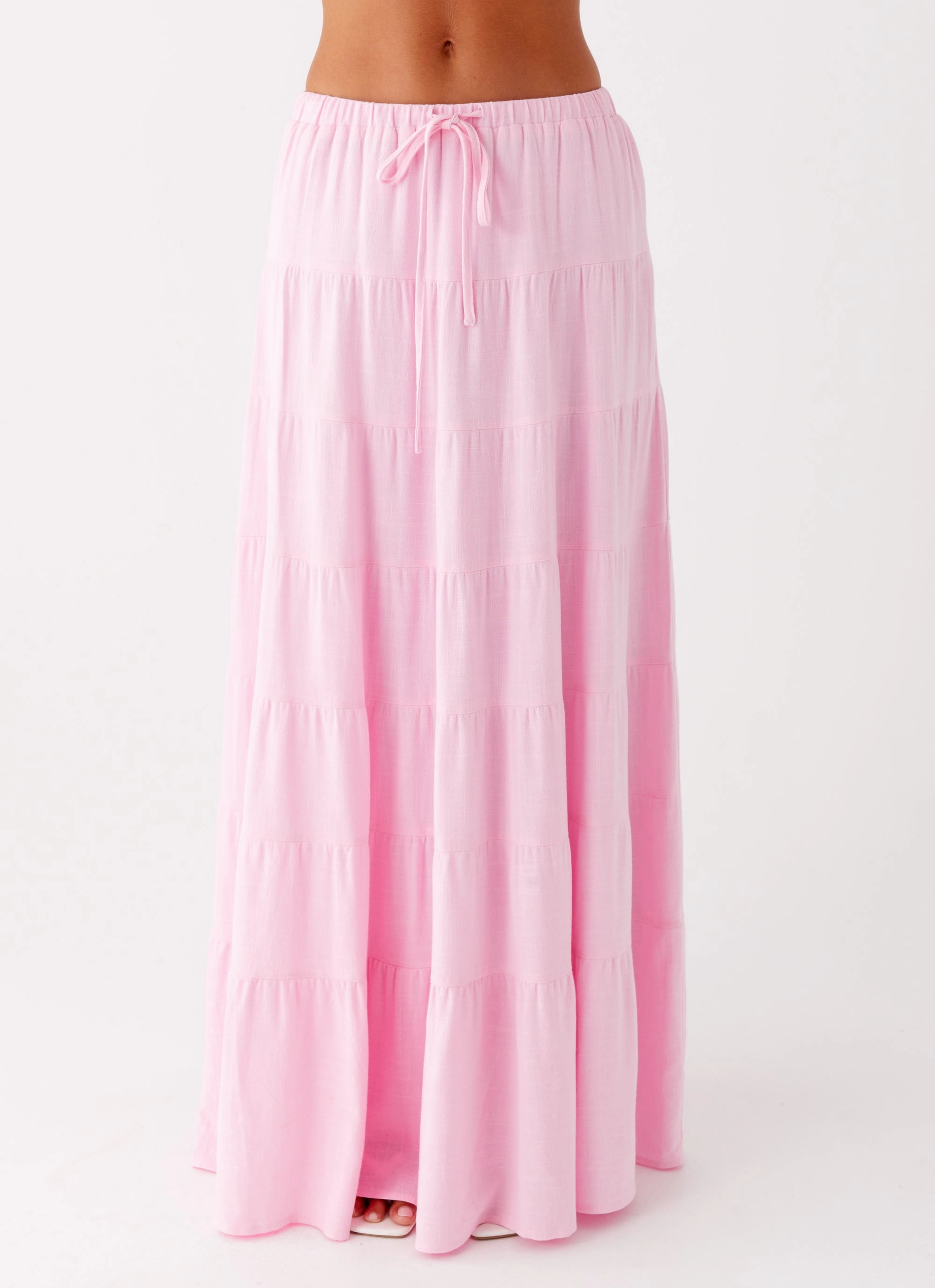 Bold Statement Mariella Linen Maxi Skirt - Pink