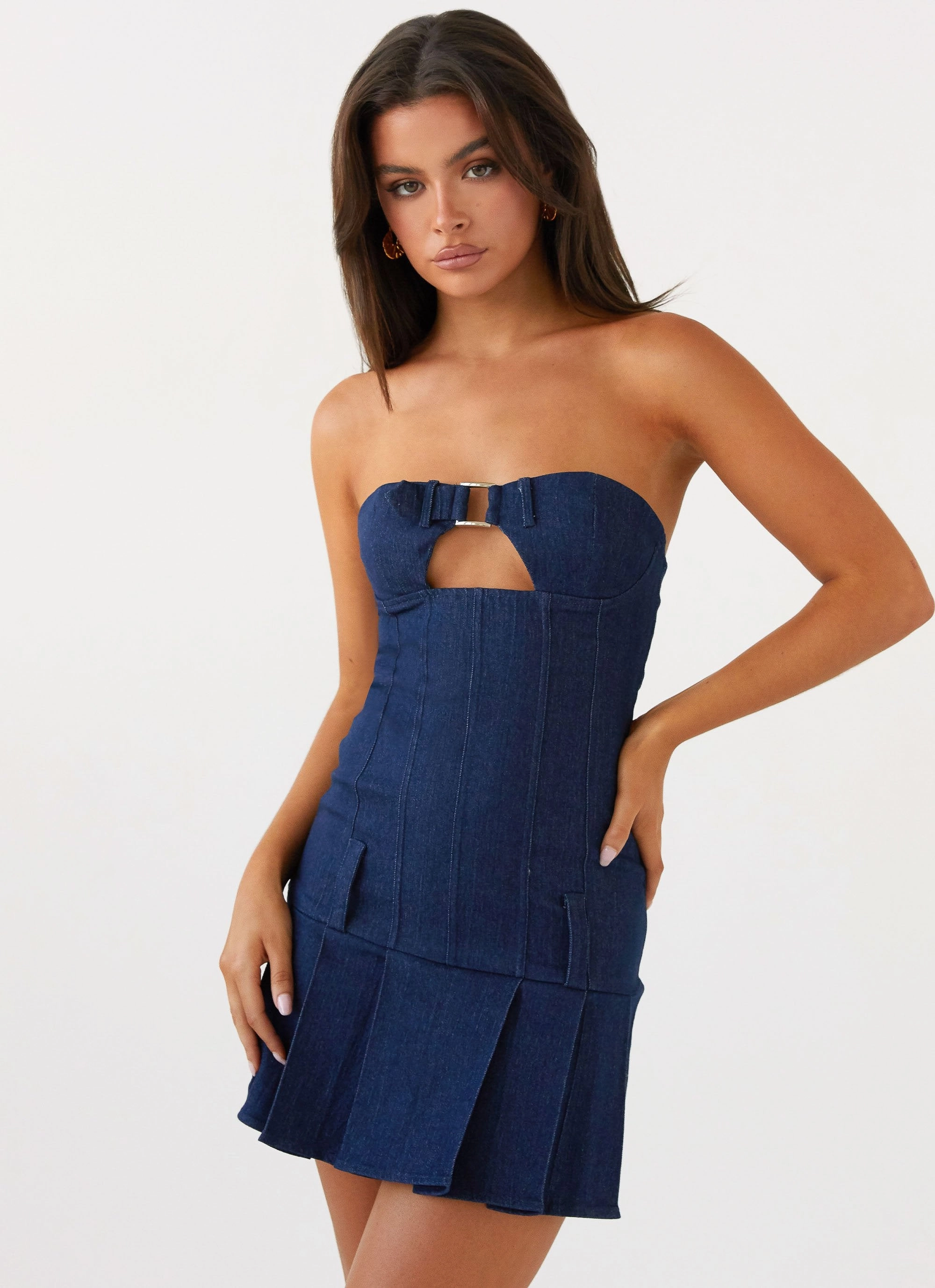 Case Closed Mini Dress - Dark Indigo Cool Tone Quiet Glow