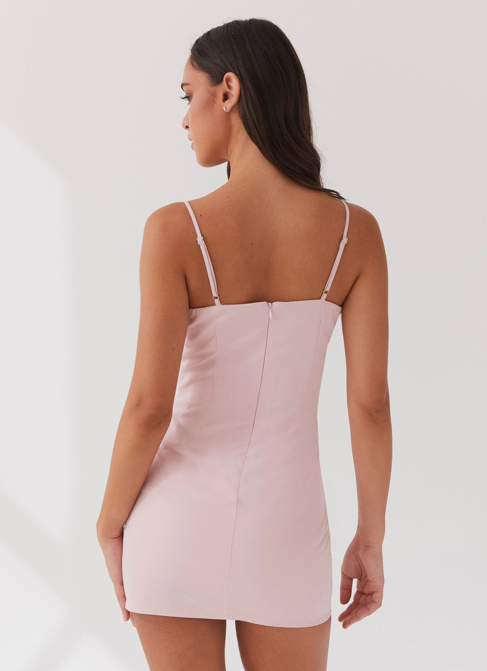 Luxury-Fabric Classic Movement Christina Lace Up Mini Dress - Lavender