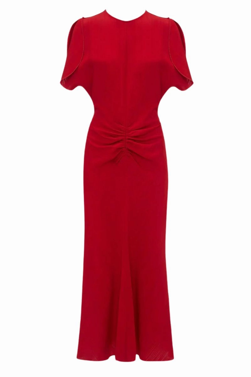 Exclusive Gathered Waist Midi Dress Modern Twist