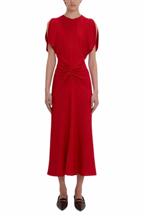 Urban Minimalism Exclusive Gathered Waist Midi Dress