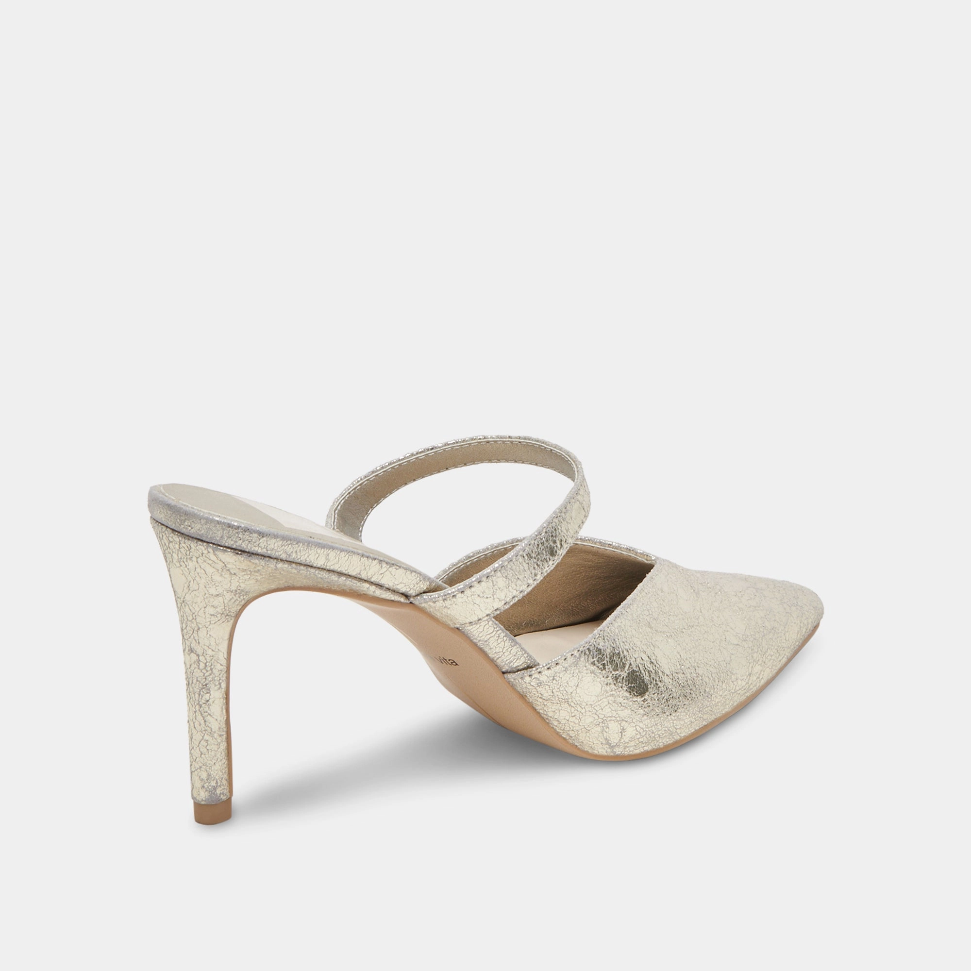 Trendy Bold Style KANIKA WIDE HEELS PLATINUM DISTRESSED LEATHER