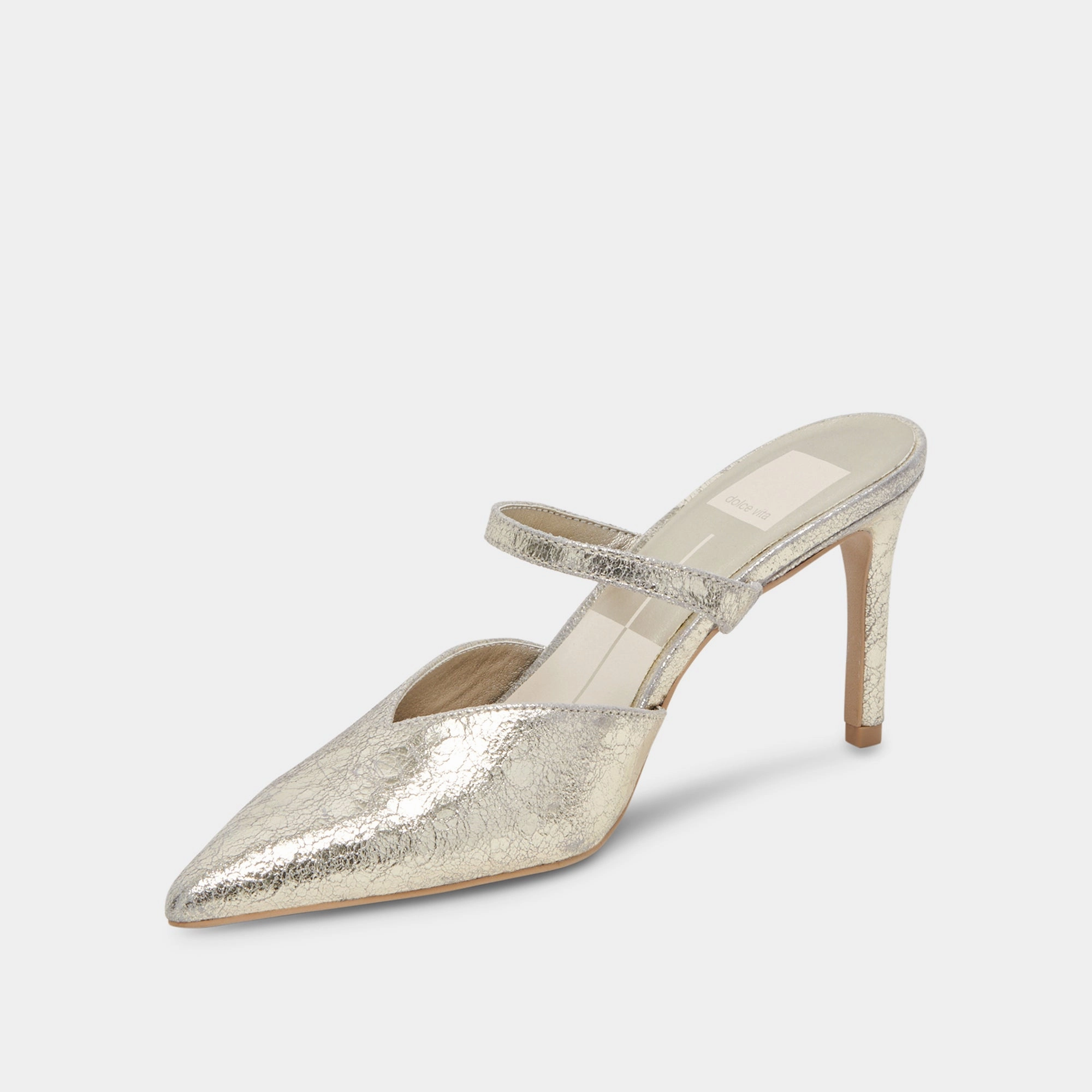 Bold Glam Stylish Design KANIKA WIDE HEELS PLATINUM DISTRESSED LEATHER