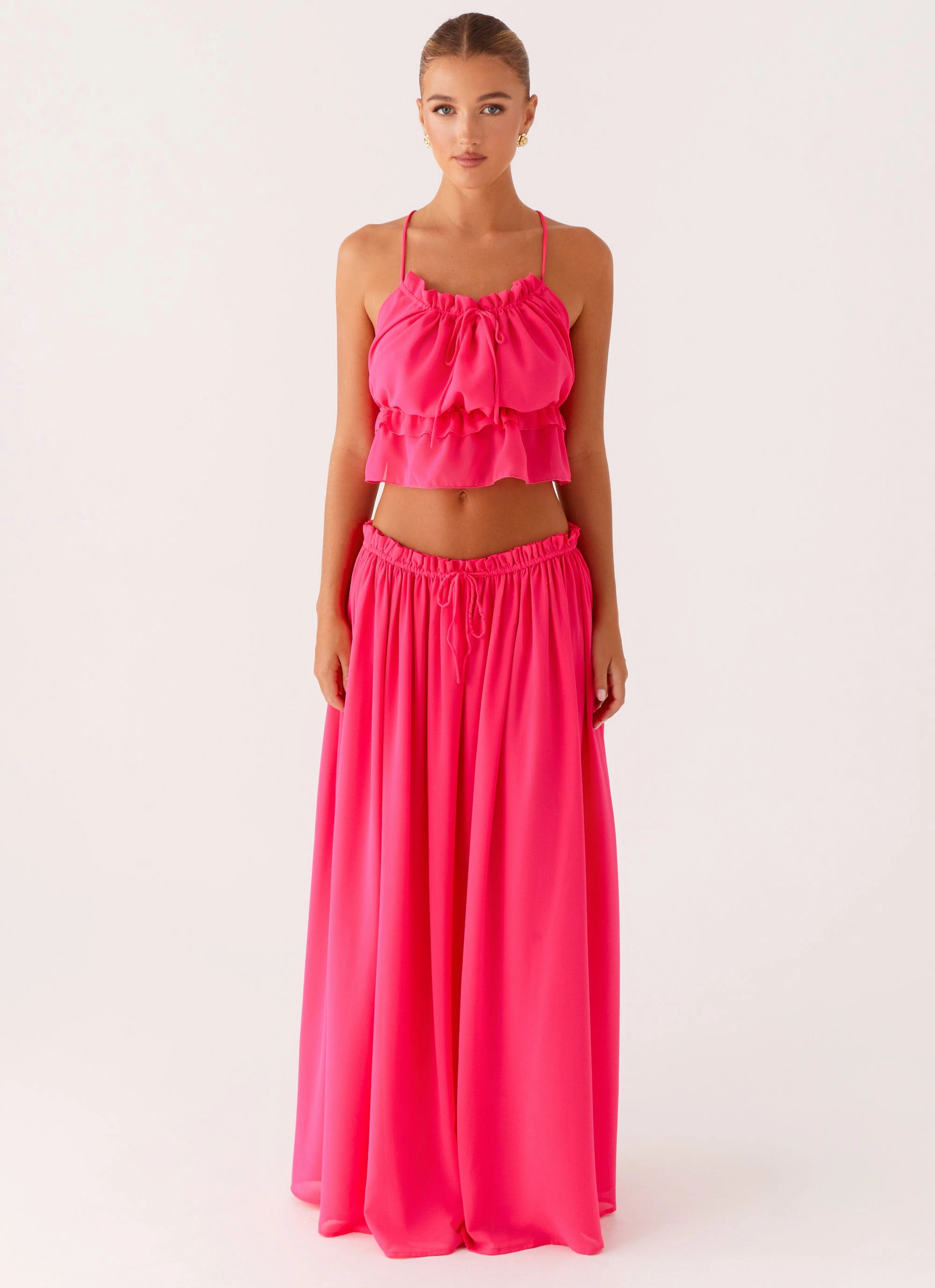 Mid Rise Flexible Material Zaya Maxi Skirt - Fuchsia