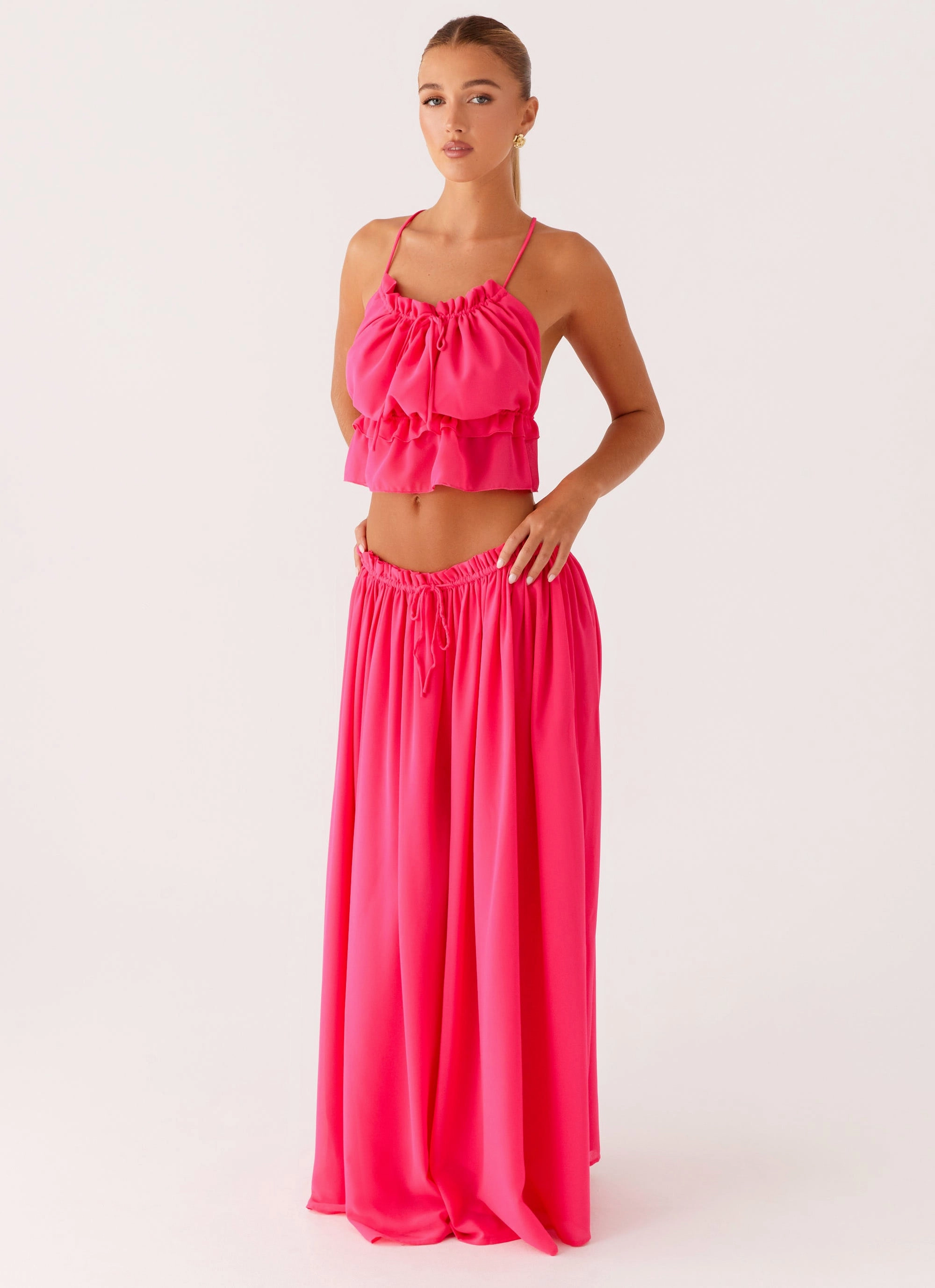 Hidden Zipper Zaya Maxi Skirt - Fuchsia