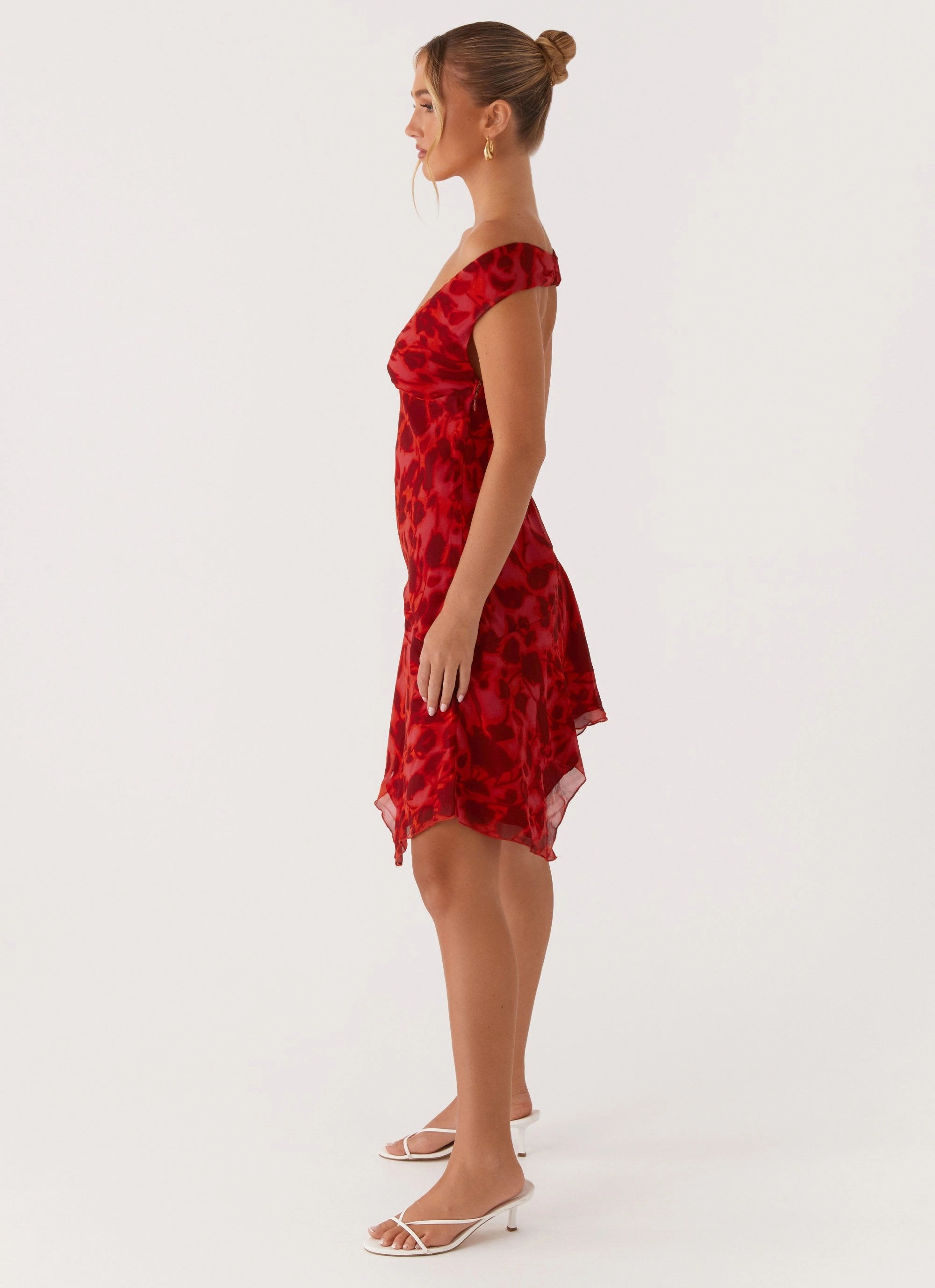 Alma Mini Dress - Deep Red Floral Clean Touch