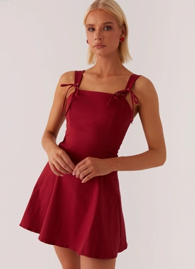 Jamaya Tie Mini Dress - Red effortless grace