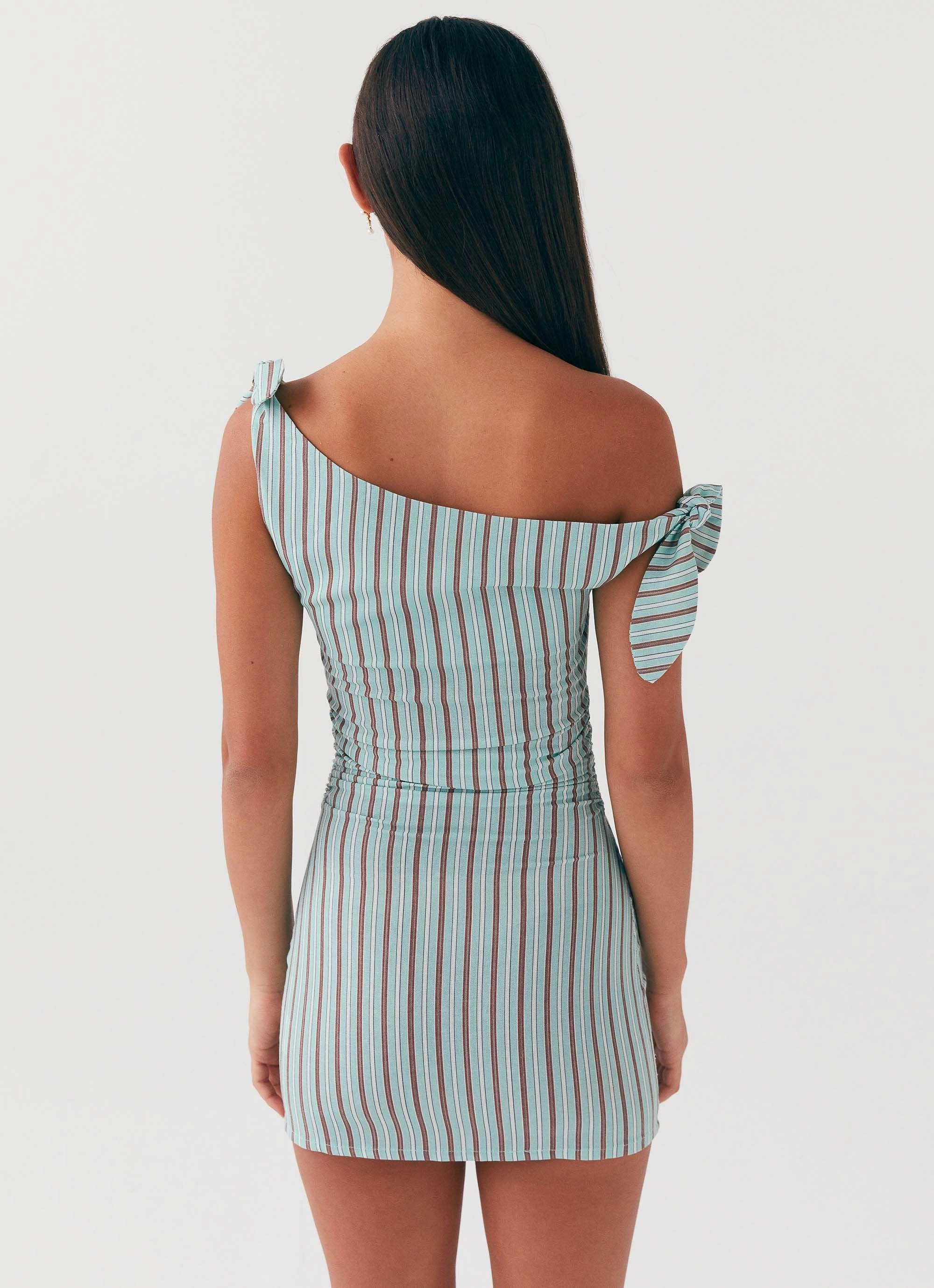 Amazonia Linen Mini Dress - Coastal Stripe Empire Waist