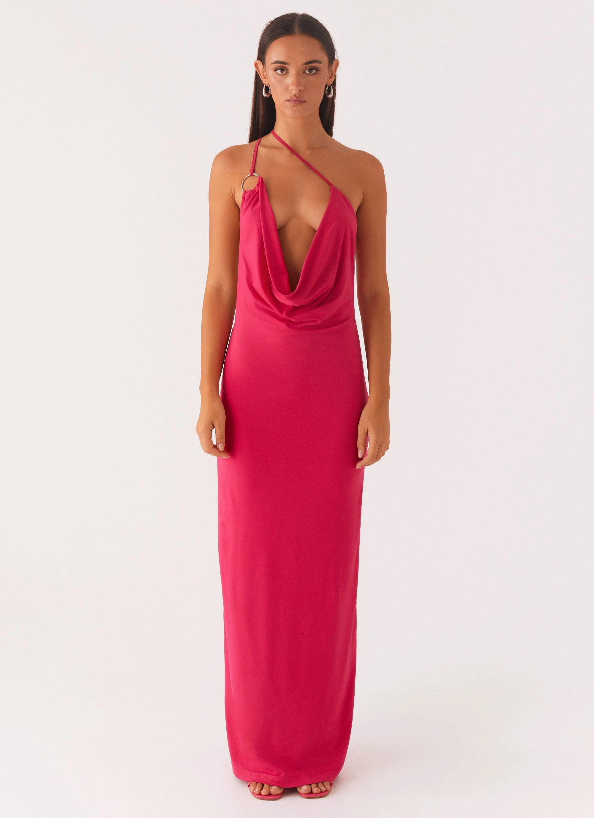 Jayla One Shoulder Maxi Dress - Fuchsia Boho Tone