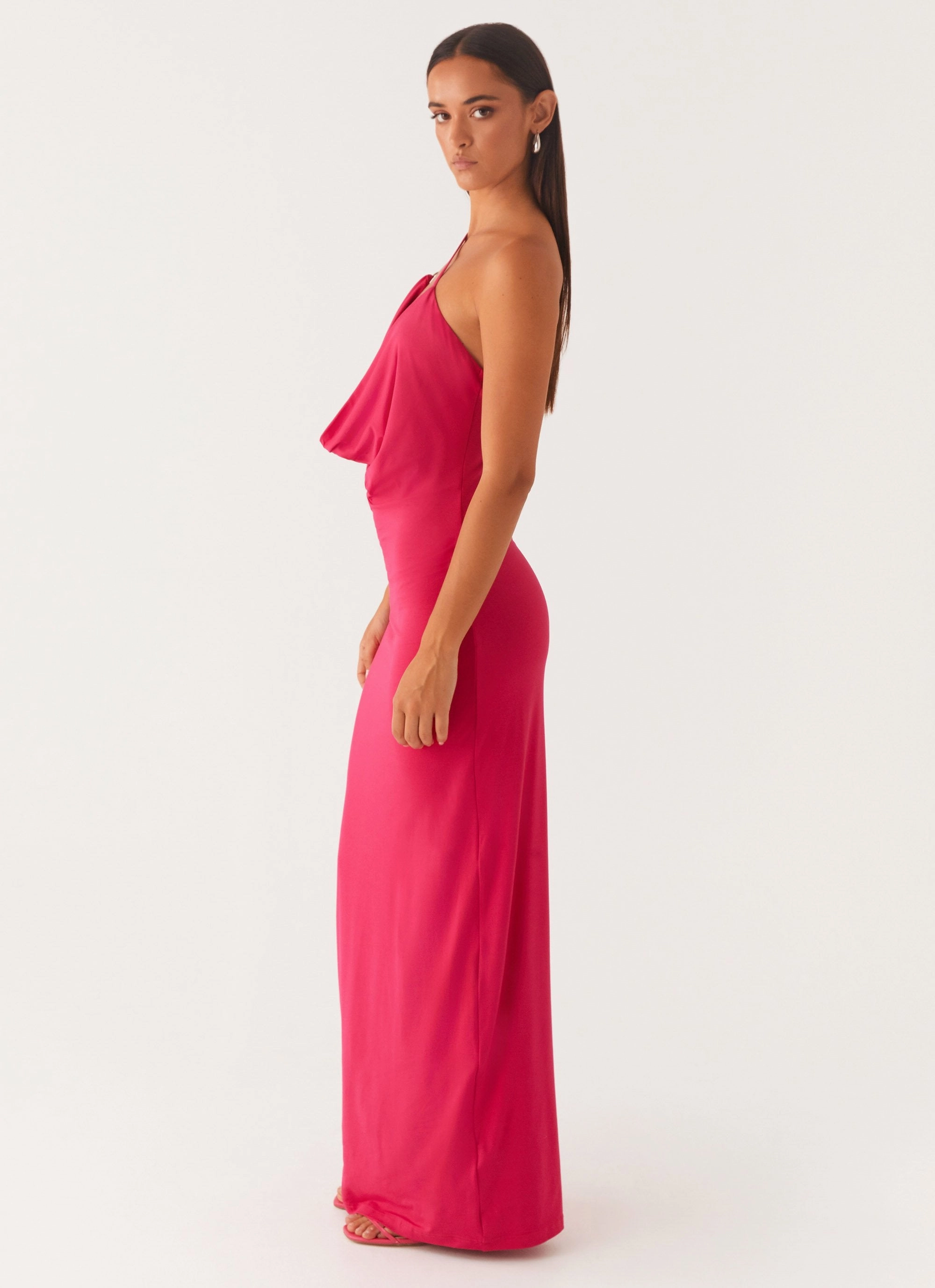 Jayla One Shoulder Maxi Dress - Fuchsia Breath Ease Light material