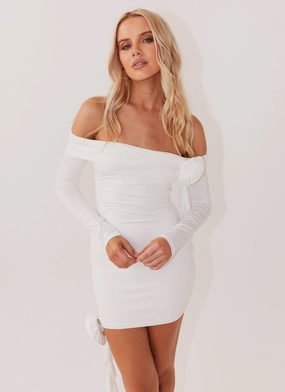 Cecilia Rose Mini Dress - White button detail