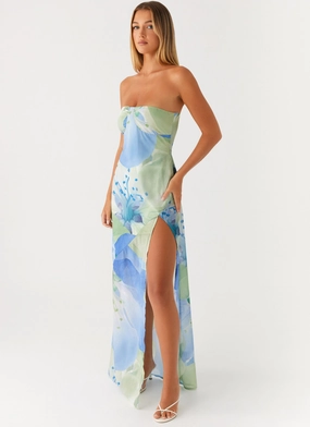 Silky Shine Youthful Feel Lawson Maxi Dress - Flower Print