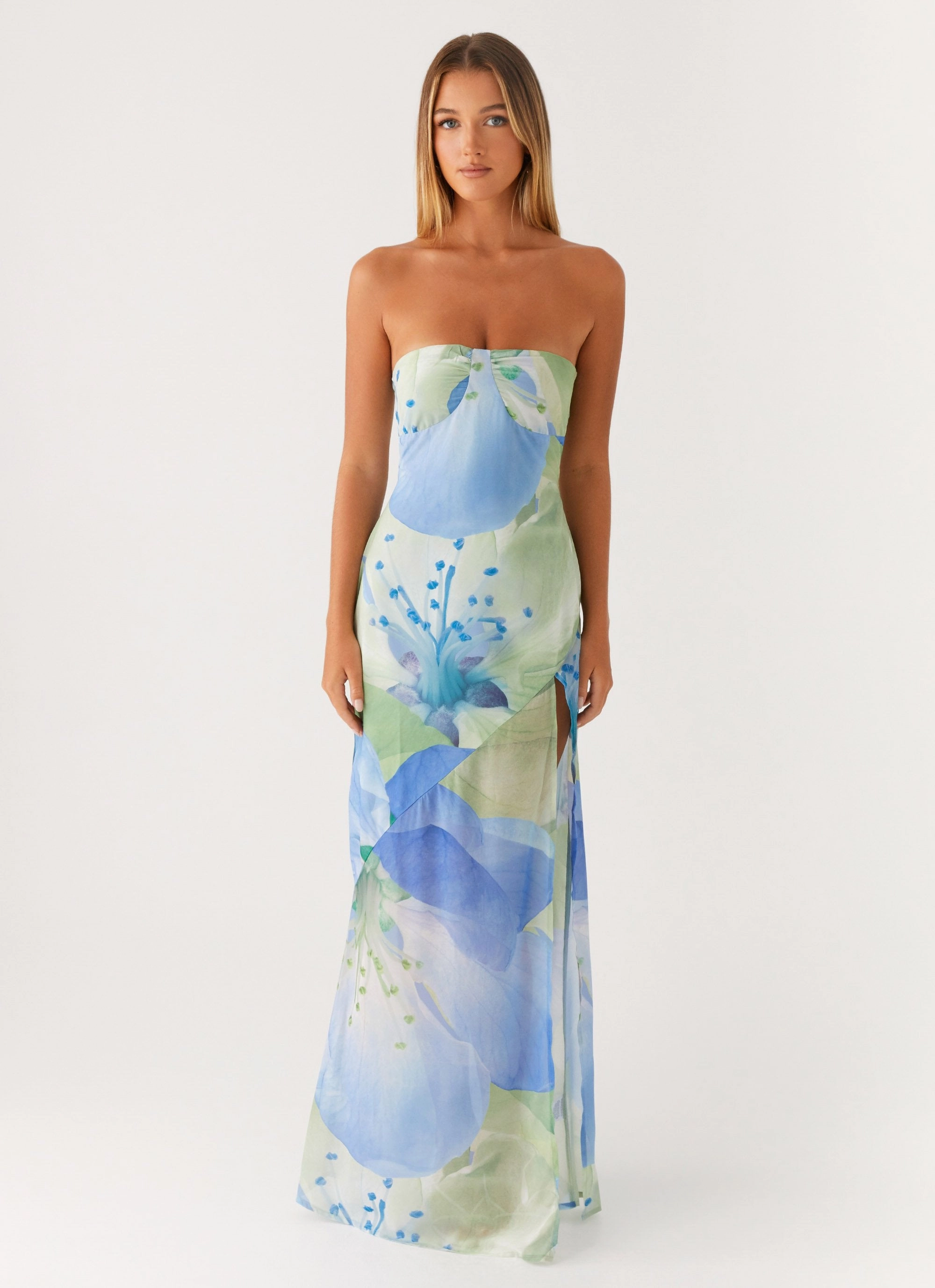 Lawson Maxi Dress - Flower Print Stud-Detail Mom Chic