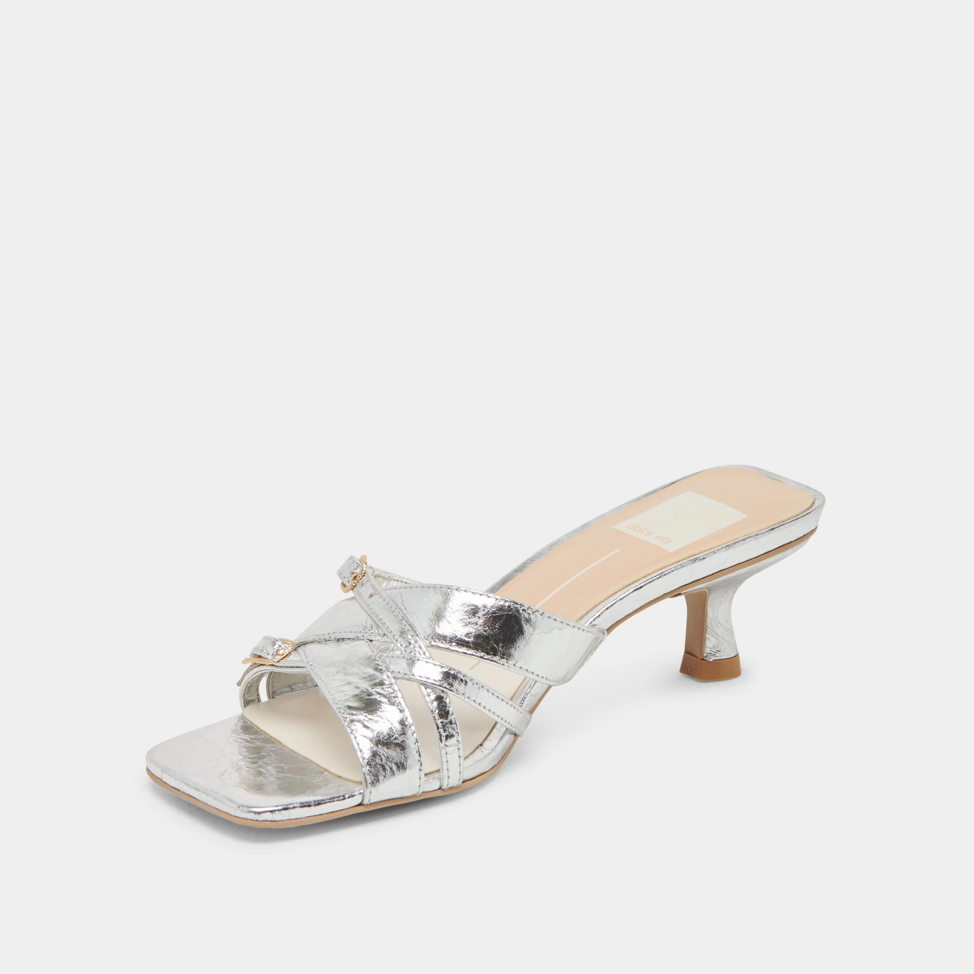 BRYANT HEELS SILVER DISTRESSED LEATHER Minimalist Design