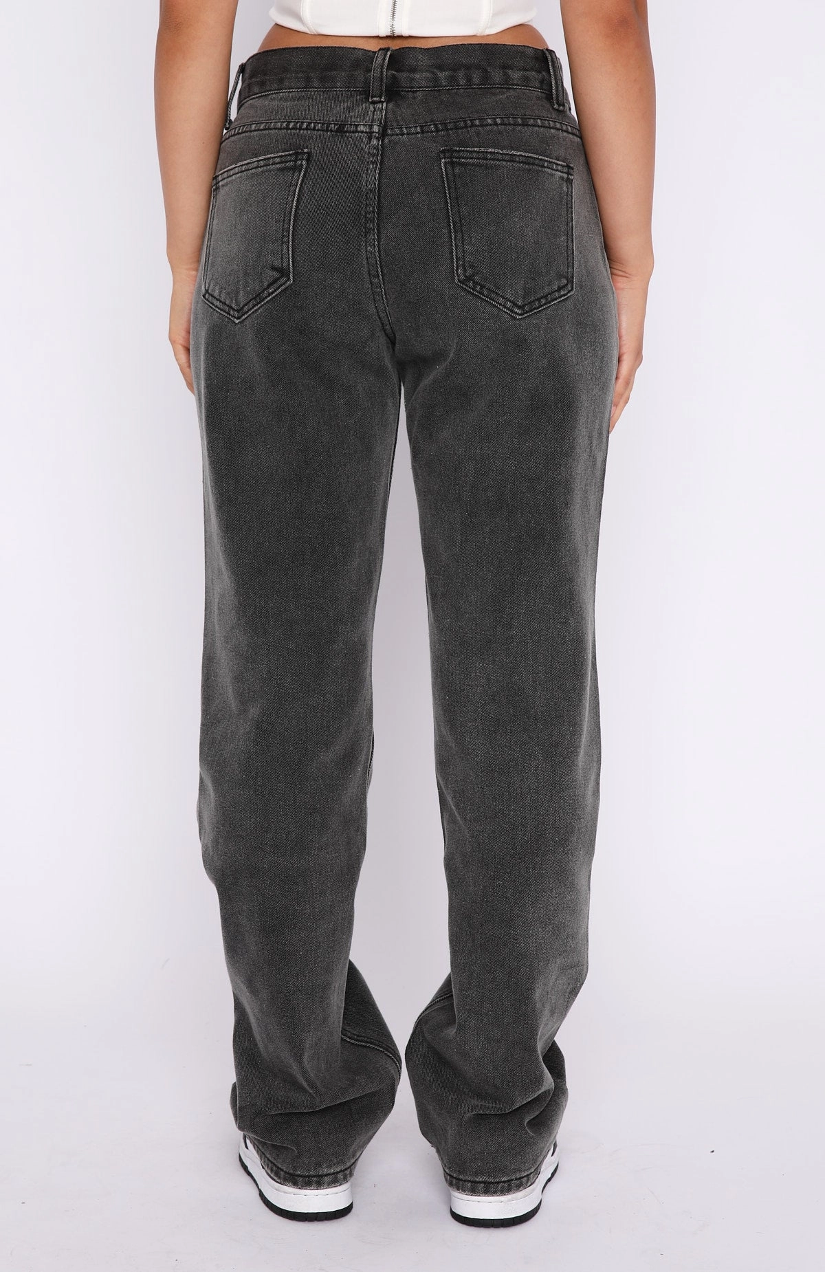 Weekend Getaway Minimalist Breathable Fashion Society Mid Rise Straight Leg Jeans Acid Black