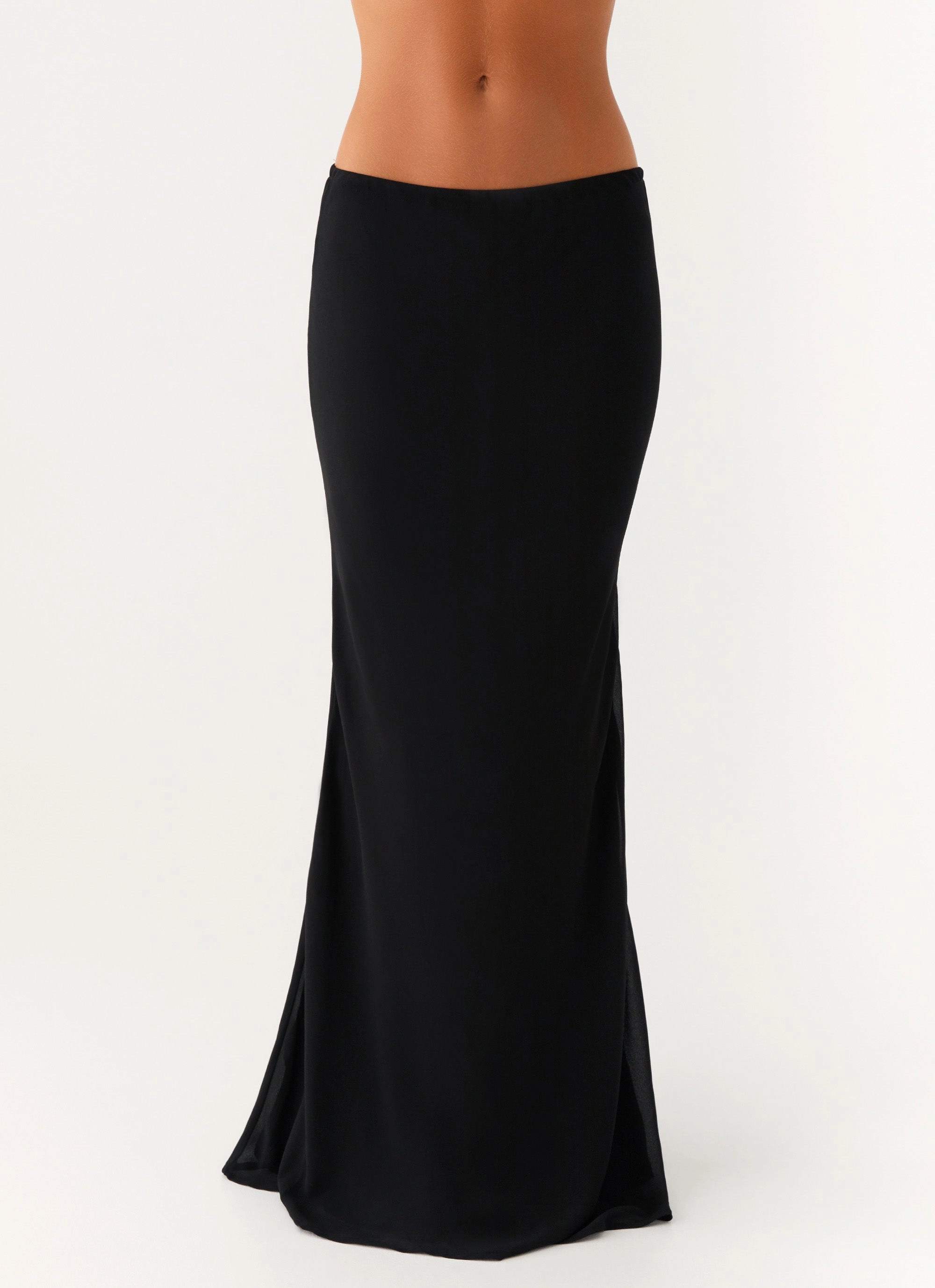 Casual Comfort Date night Canyon Chiffon Maxi Skirt - Black